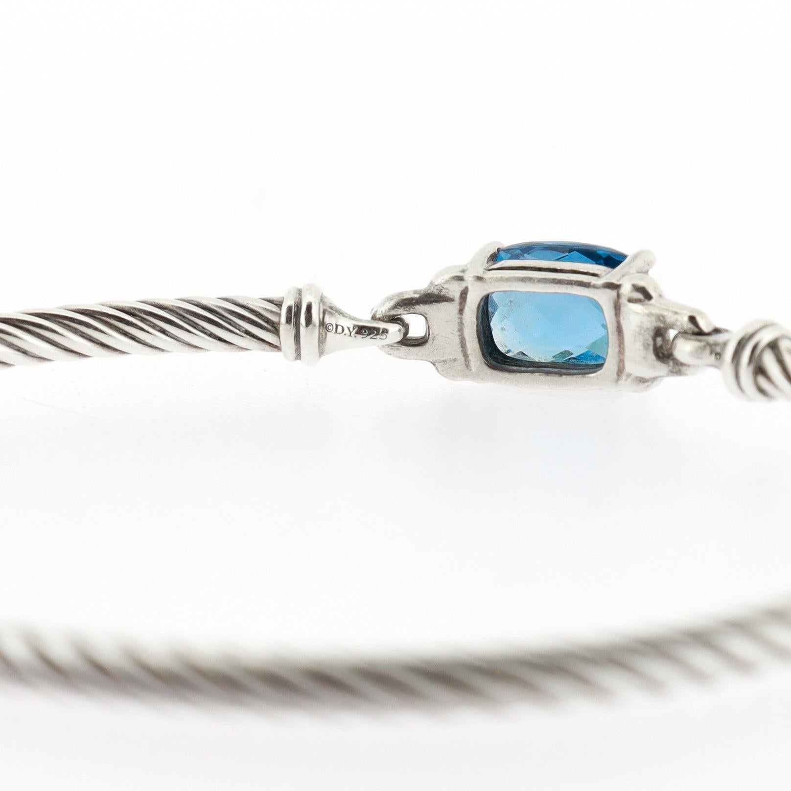 David Yurman Bracciale Wheaton in argento, topazio e diamanti da 3 mm in vendita 7