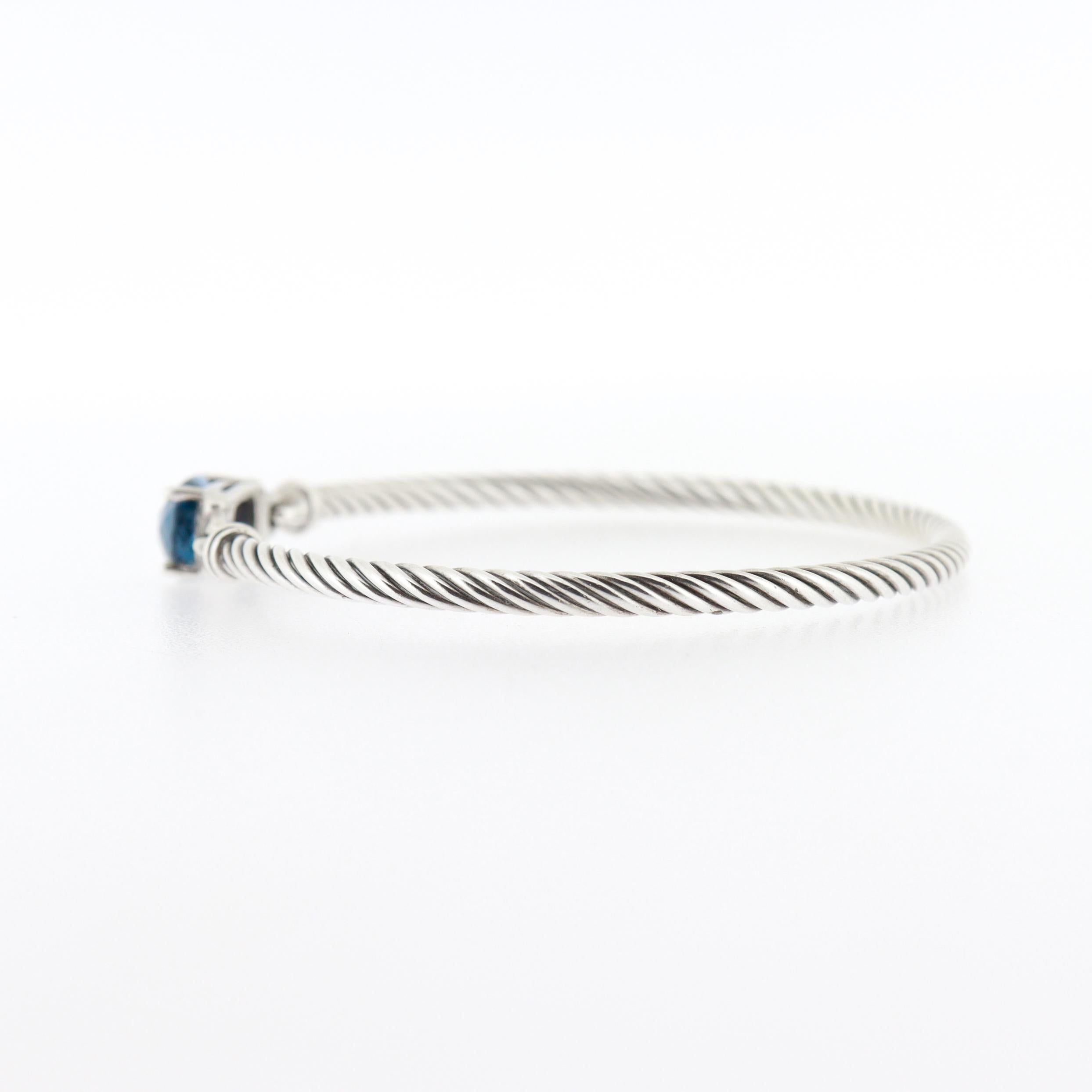 David Yurman Bracciale Wheaton in argento, topazio e diamanti da 3 mm In condizioni buone in vendita a Philadelphia, PA