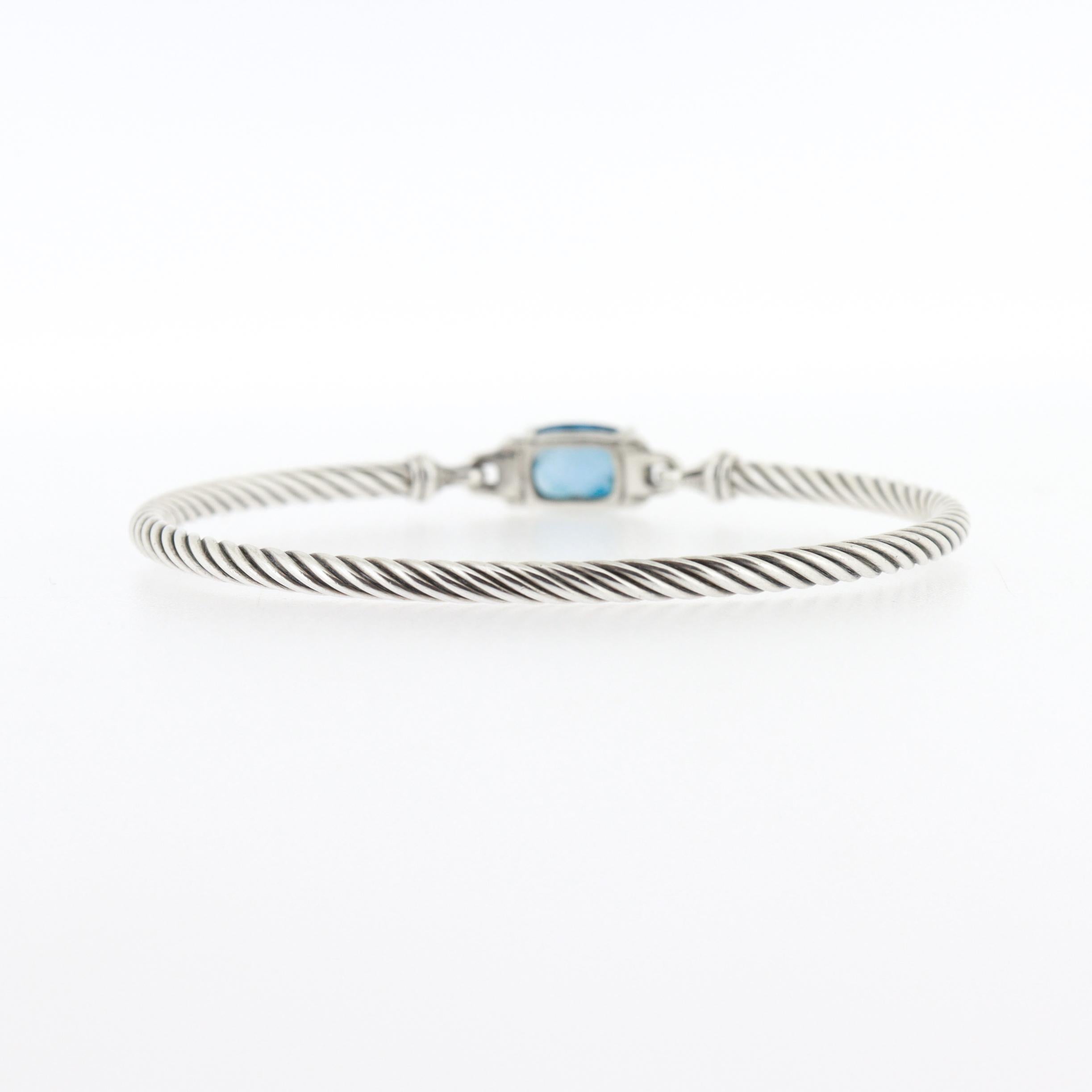 Donna David Yurman Bracciale Wheaton in argento, topazio e diamanti da 3 mm in vendita