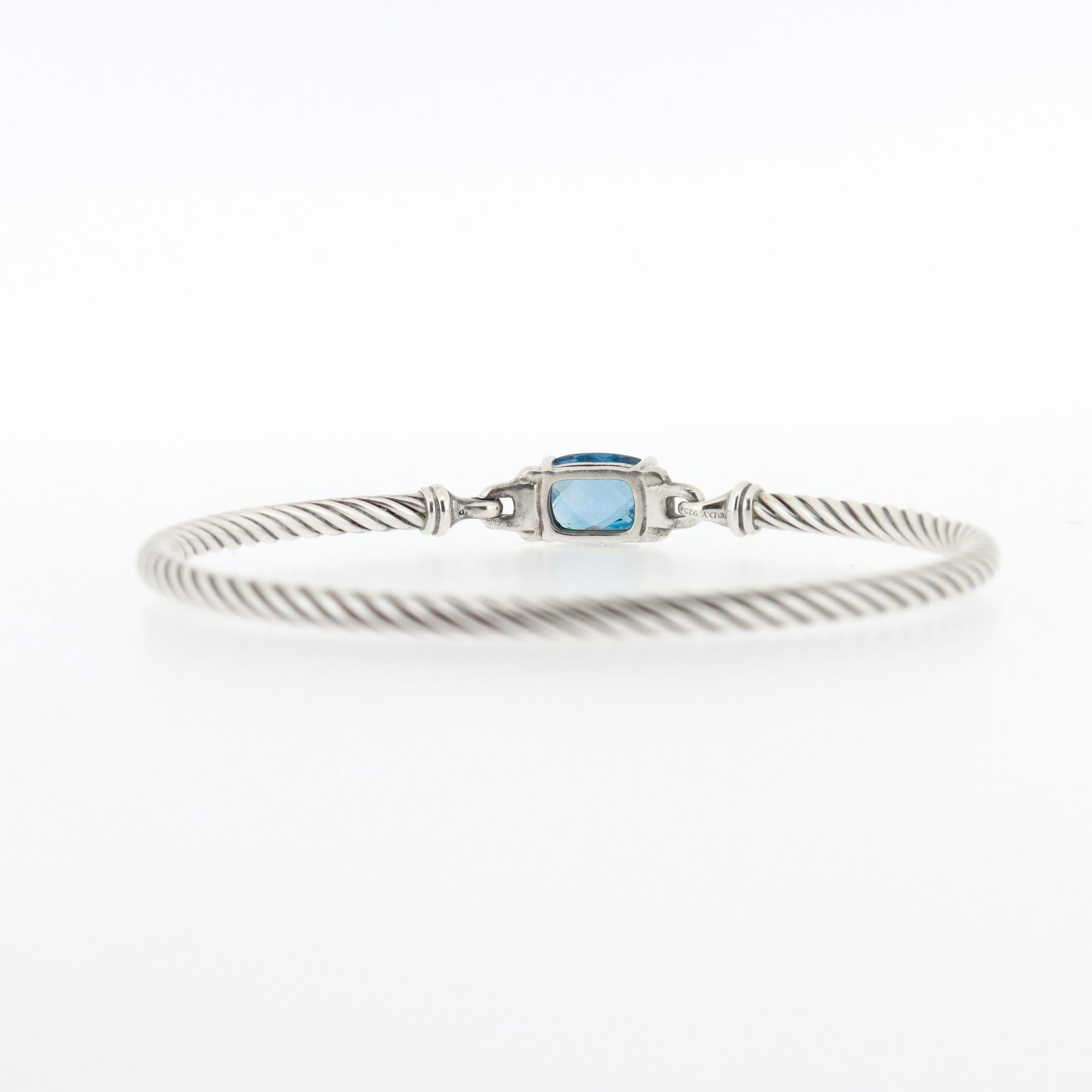 David Yurman Bracciale Wheaton in argento, topazio e diamanti da 3 mm in vendita 1