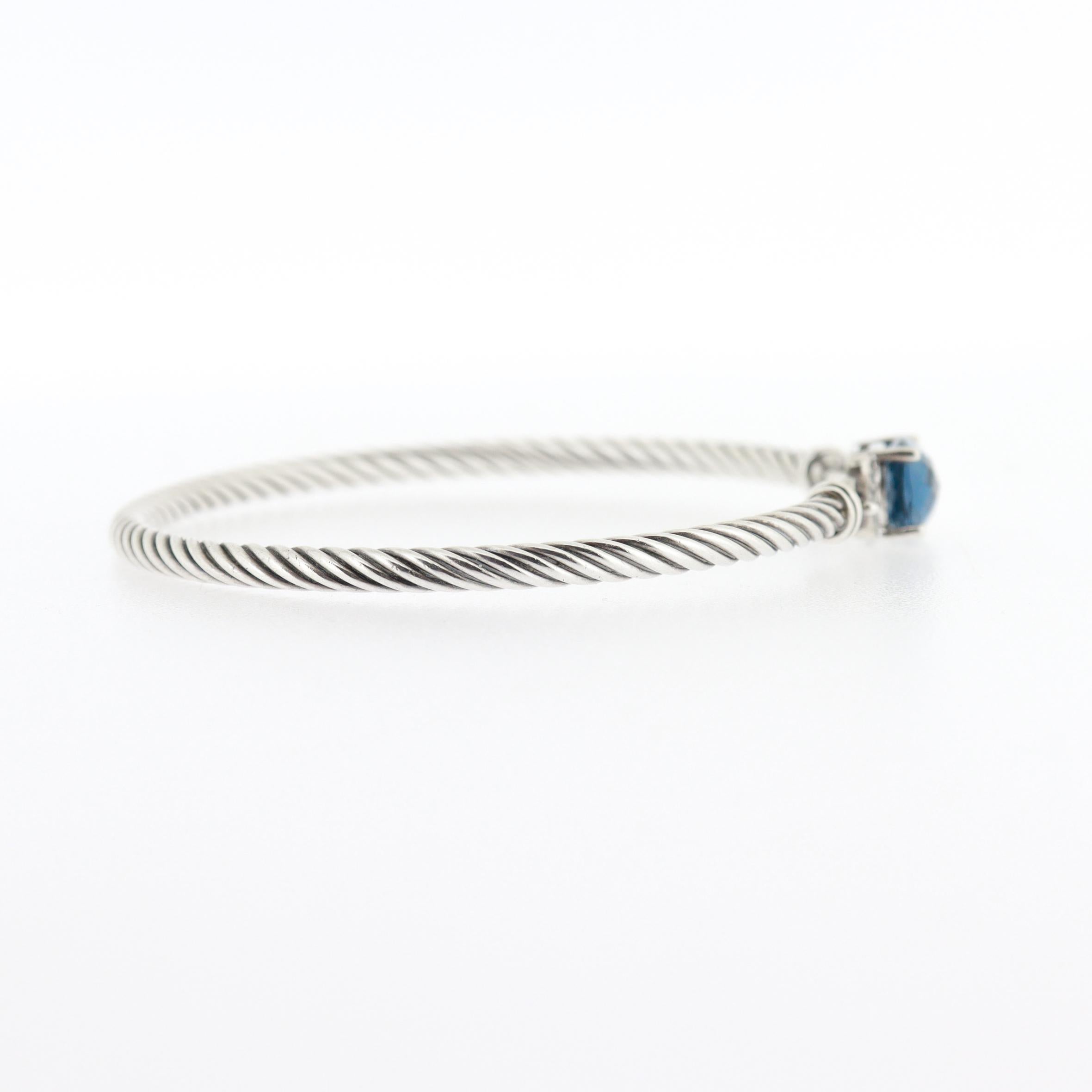 David Yurman Bracciale Wheaton in argento, topazio e diamanti da 3 mm in vendita 2