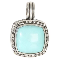 David Yurman Sterling Silver Turquoise and Diamond Albion Pendant