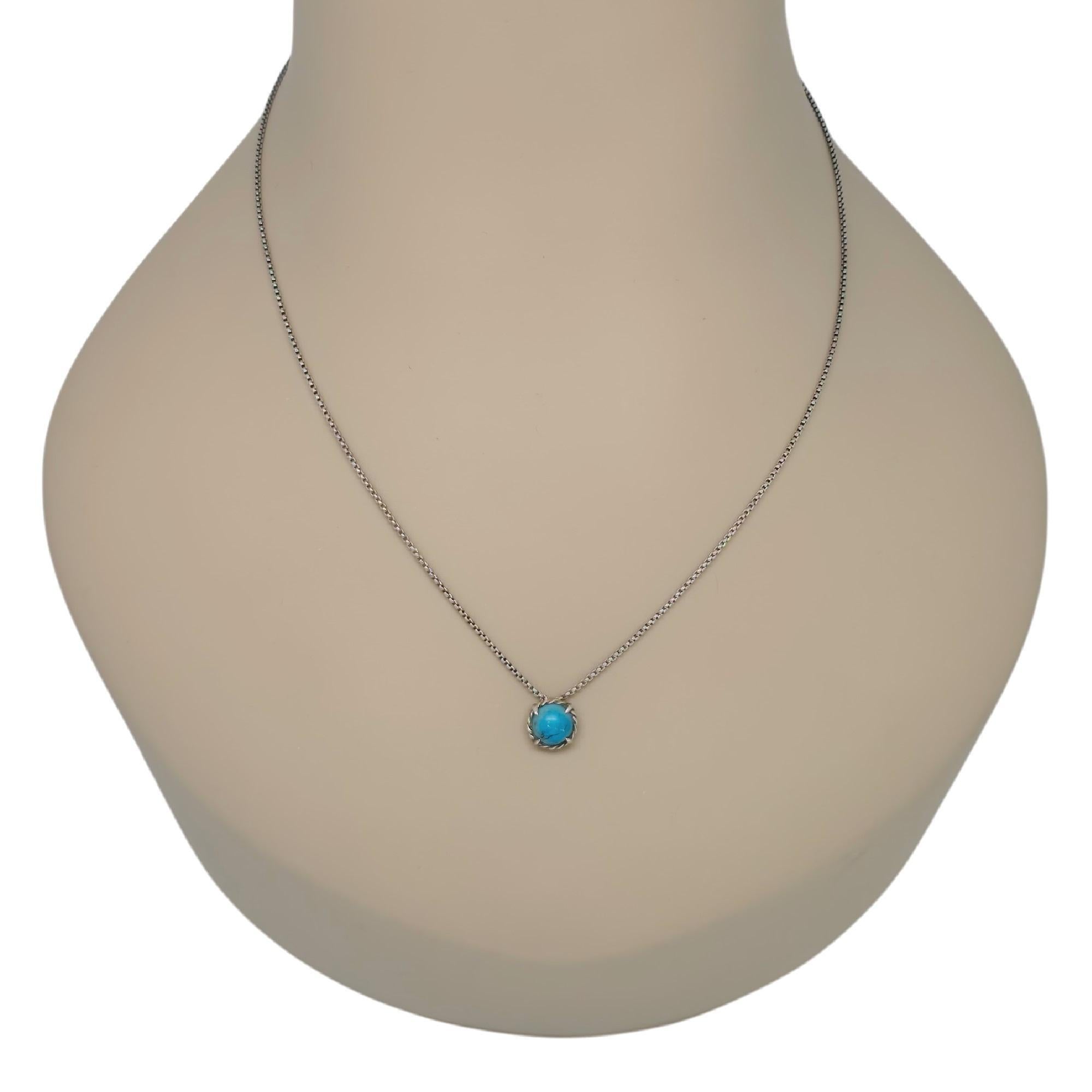 David Yurman Sterling Silver Turquoise Chatelaine Pendant Necklace #20828 For Sale 5