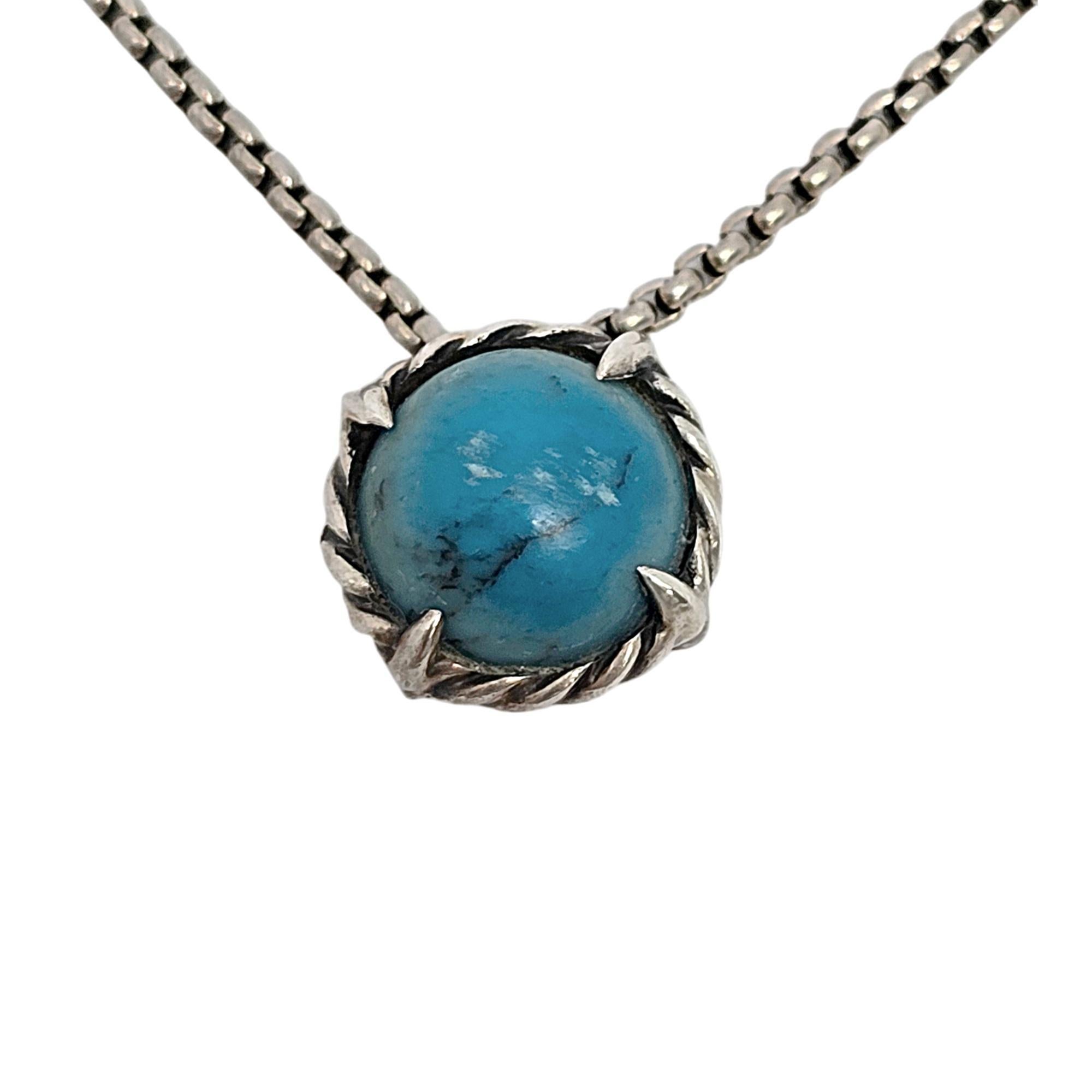 David Yurman Sterling Silver Turquoise Chatelaine Pendant Necklace #20828 In Good Condition For Sale In Washington Depot, CT