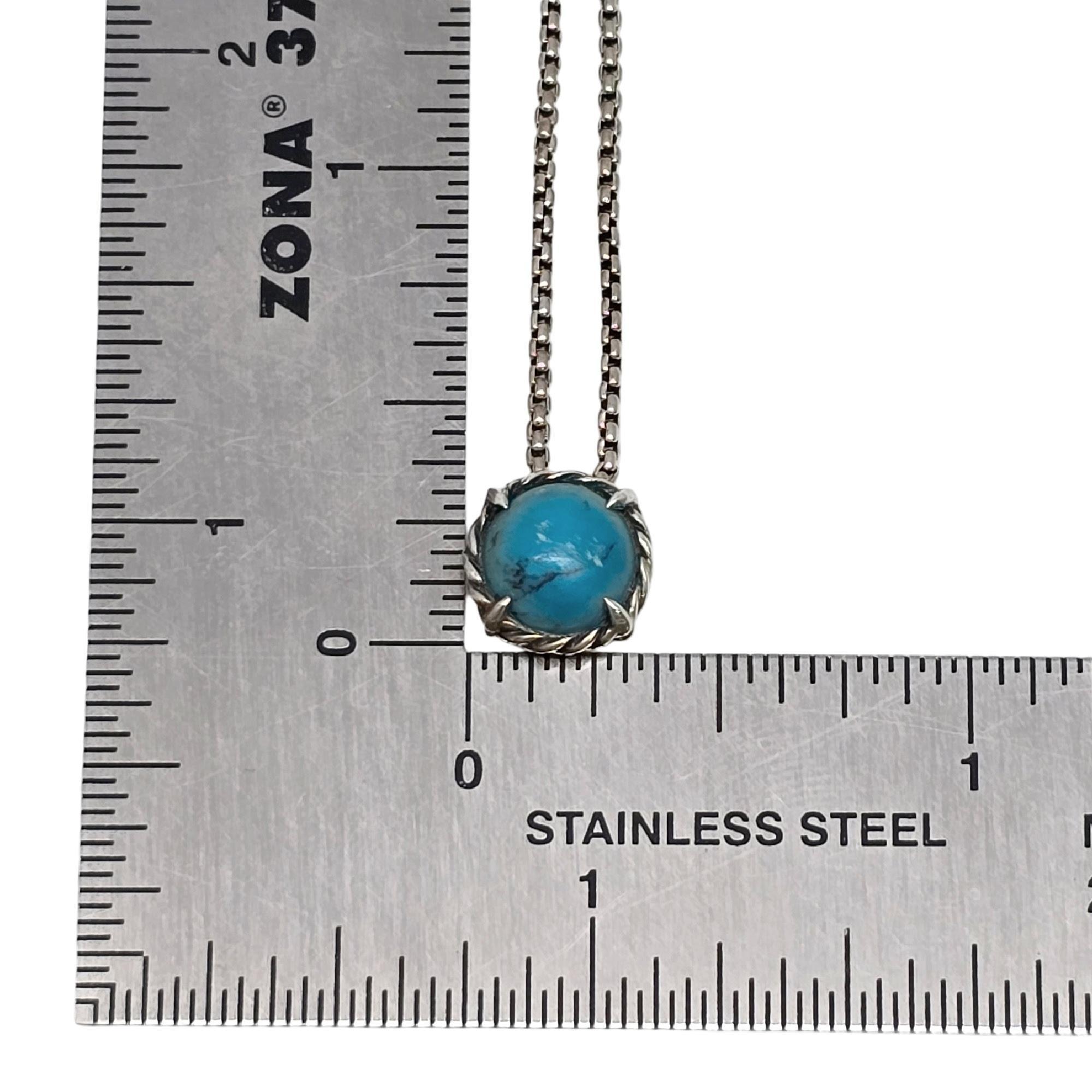 David Yurman Sterling Silver Turquoise Chatelaine Pendant Necklace #20828 For Sale 4