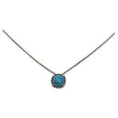 David Yurman Sterling Silver Turquoise Chatelaine Pendant Necklace #20828