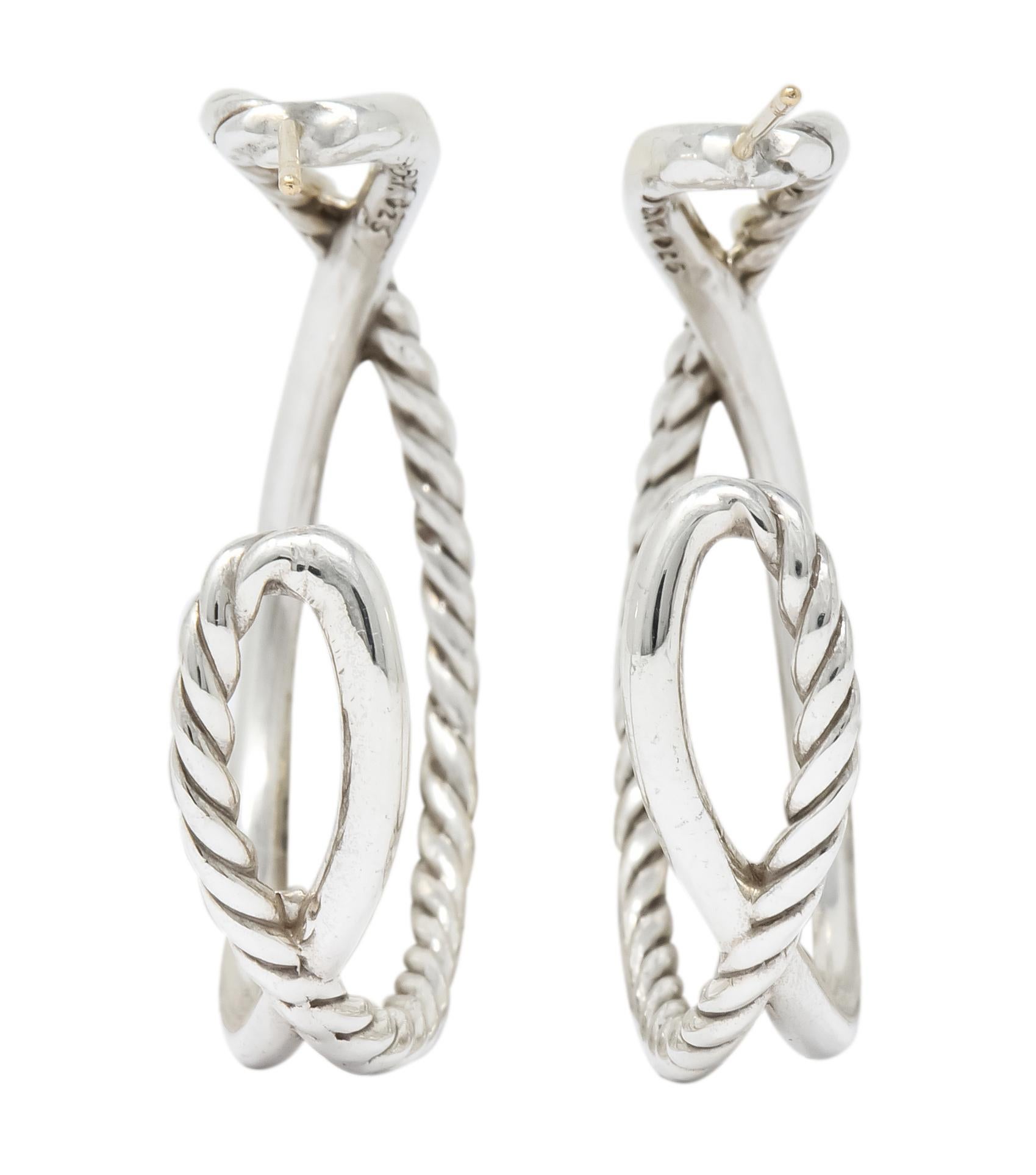 David Yurman Sterling Silver Twisted Cable Hoop Earrings 1