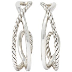 David Yurman Sterling Silver Twisted Cable Hoop Earrings