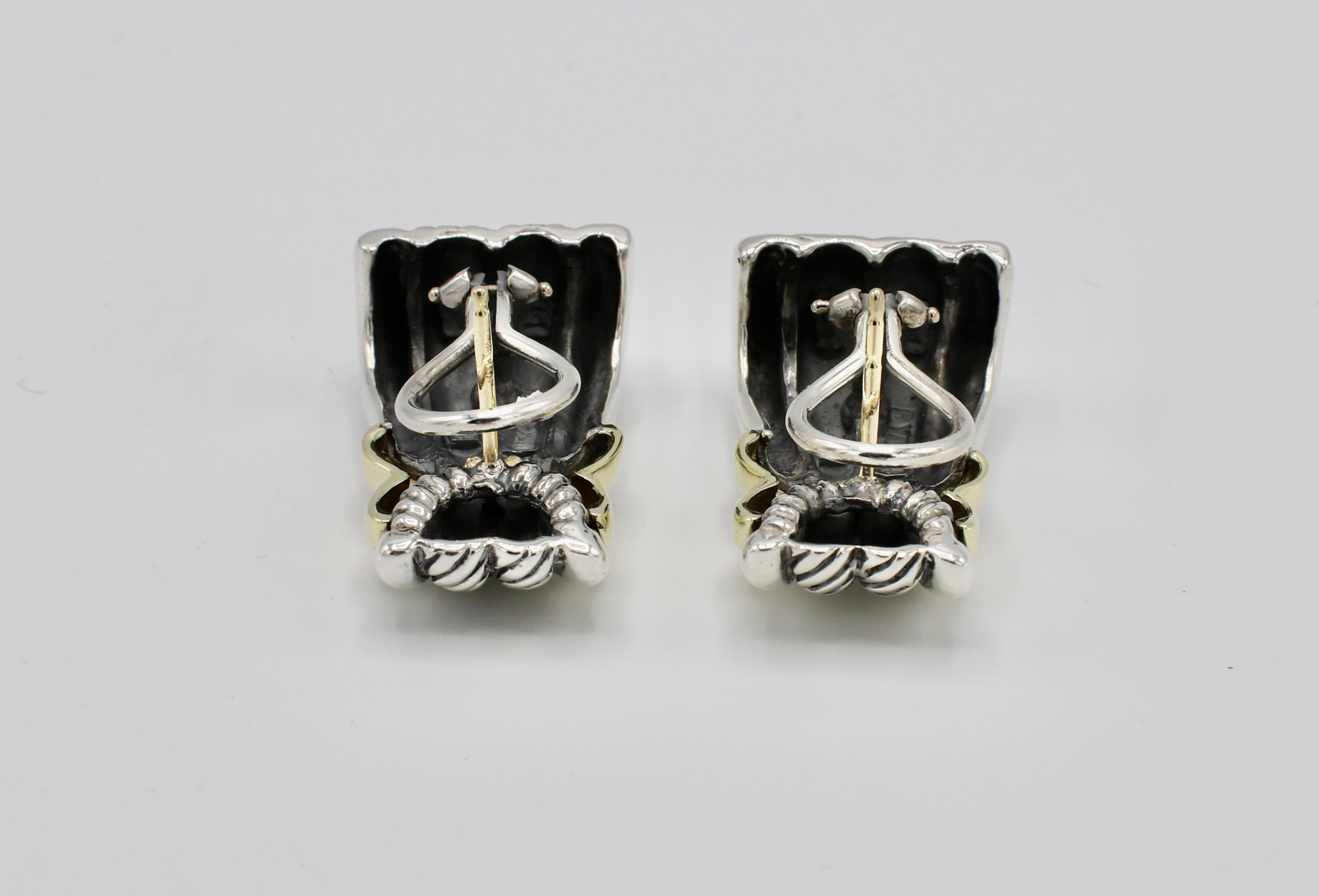 two-tone silver and gold earrings