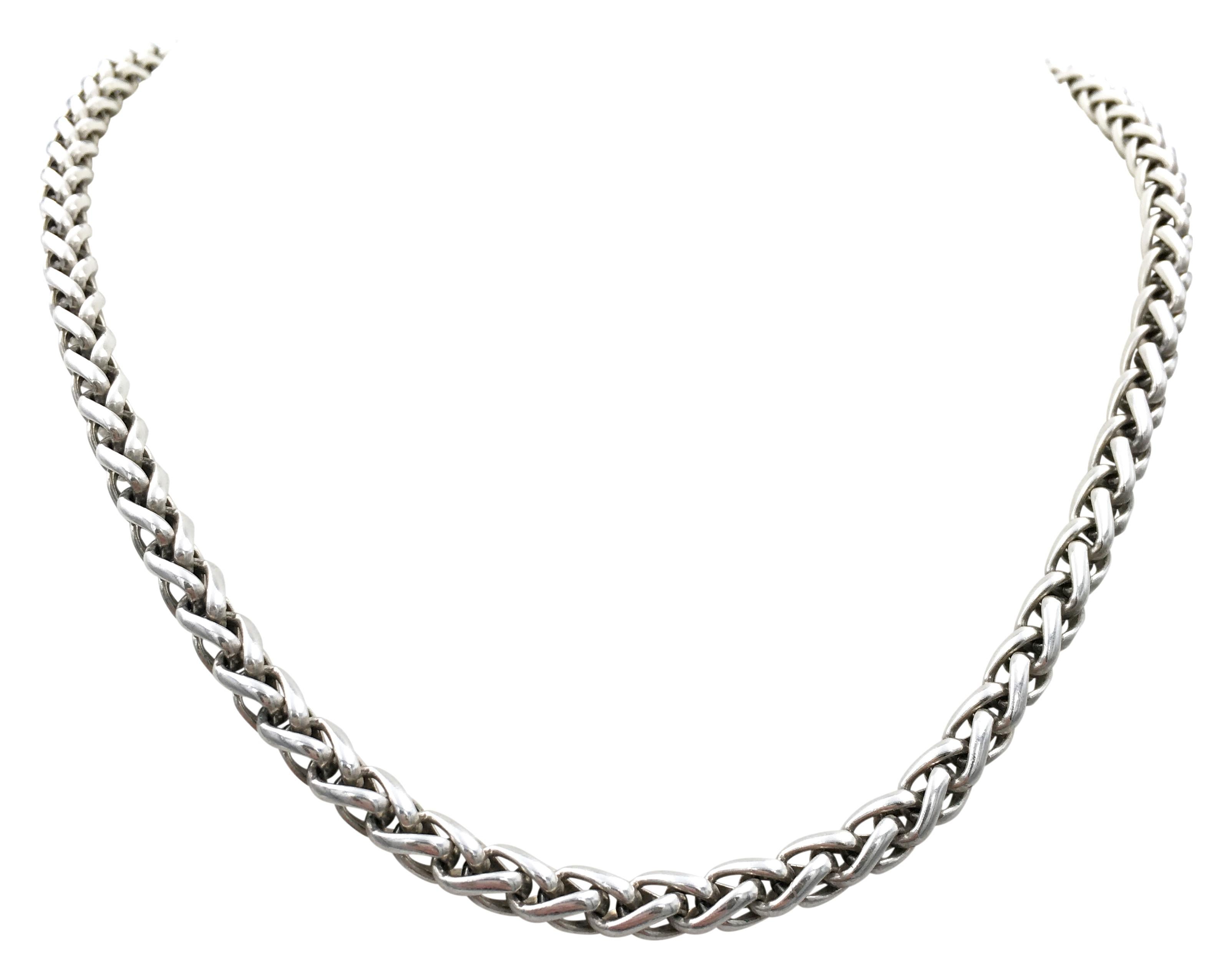 David Yurman Sterling Silver Wheat Chain In Excellent Condition In New York, NY