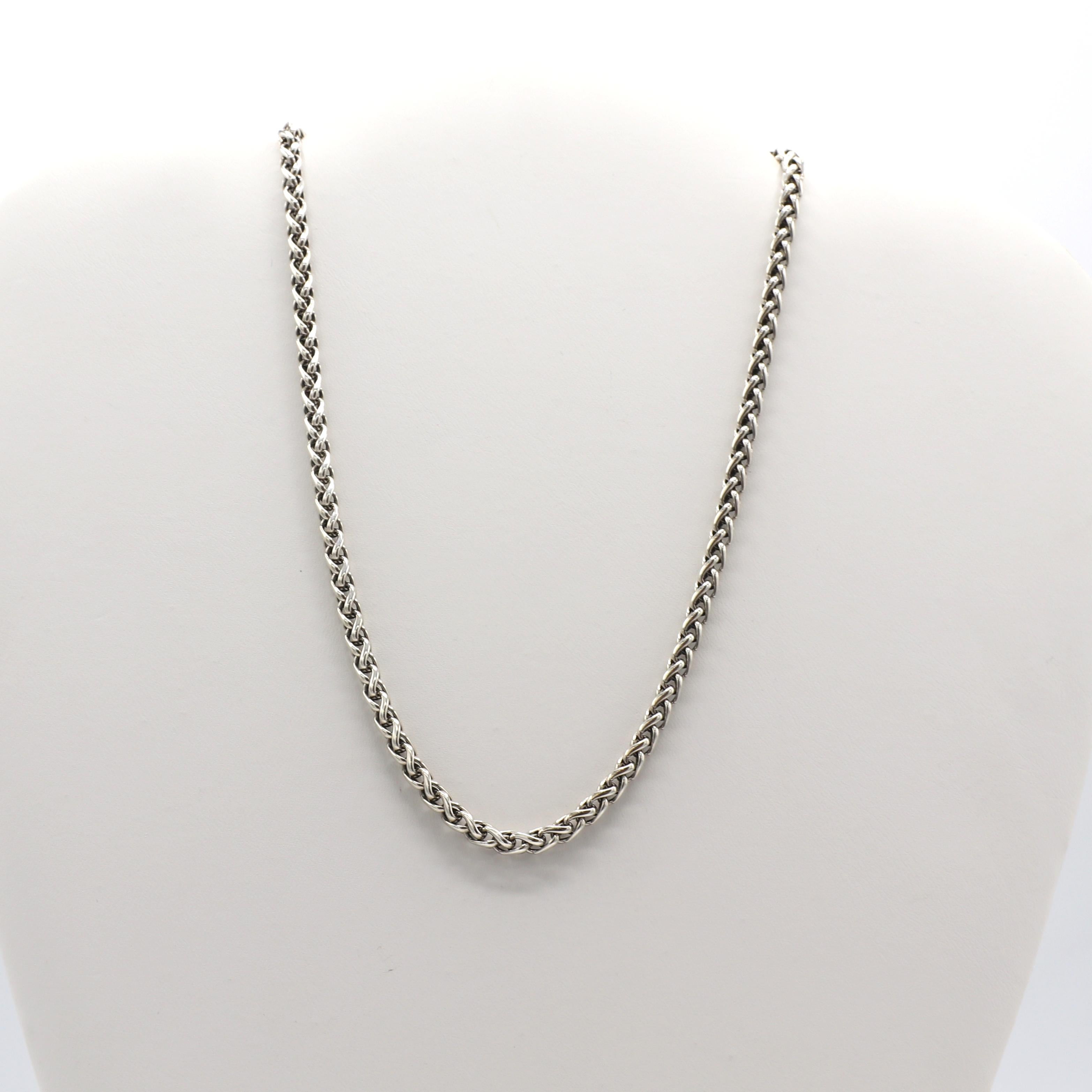 David Yurman Sterling Silver Wheat Chain Necklace 4MM 
Metal: Sterling silver
Weight: 24 grams
Length: 16 inches
Width: 4mm
