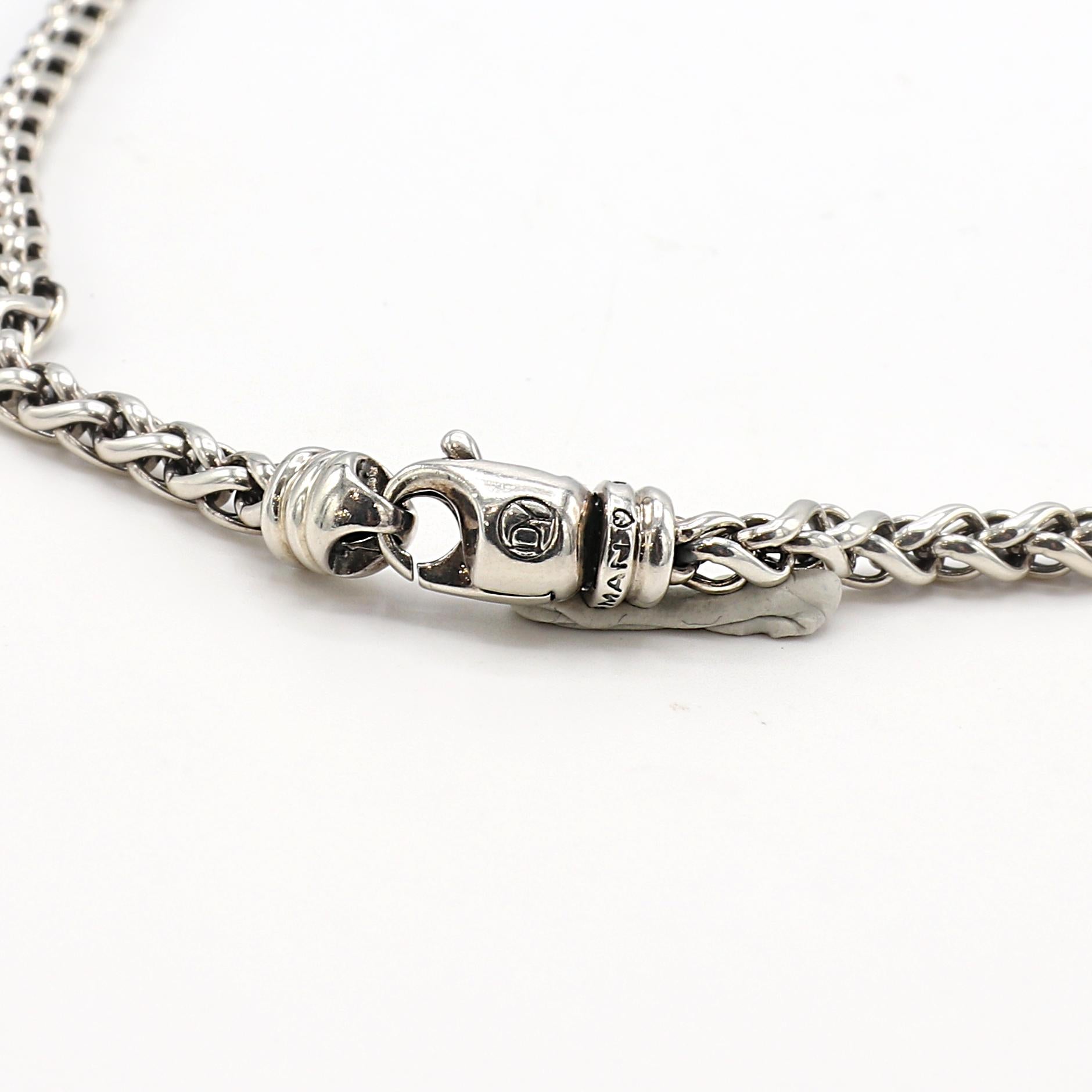 David Yurman Sterling Silver Wheat Chain Necklace In Excellent Condition In  Baltimore, MD