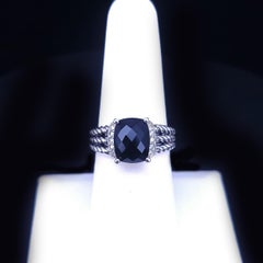 David Yurman Sterling Silver “Wheaton” Petite Ring with Diamonds & Black Onyx