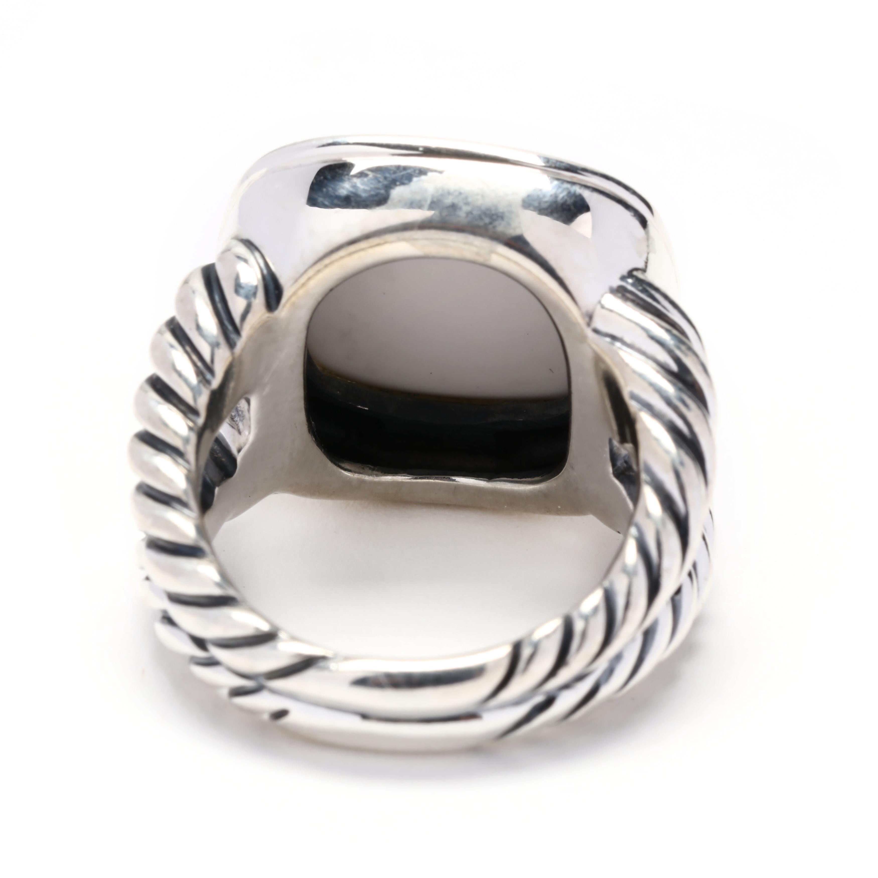 Cushion Cut David Yurman Sterling Silver White Agate Albion Ring