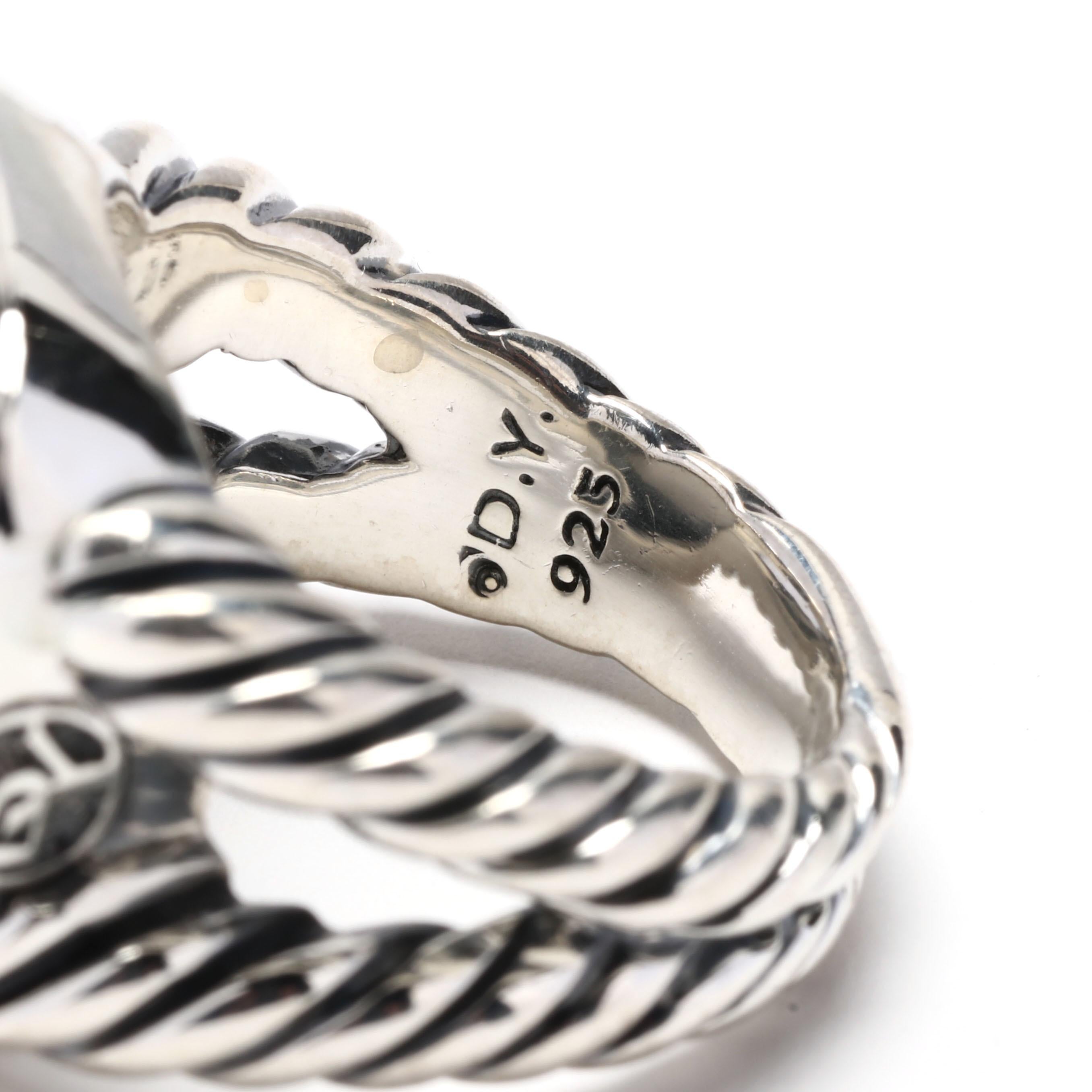 David Yurman Sterling Silver White Agate Albion Ring In Good Condition In McLeansville, NC