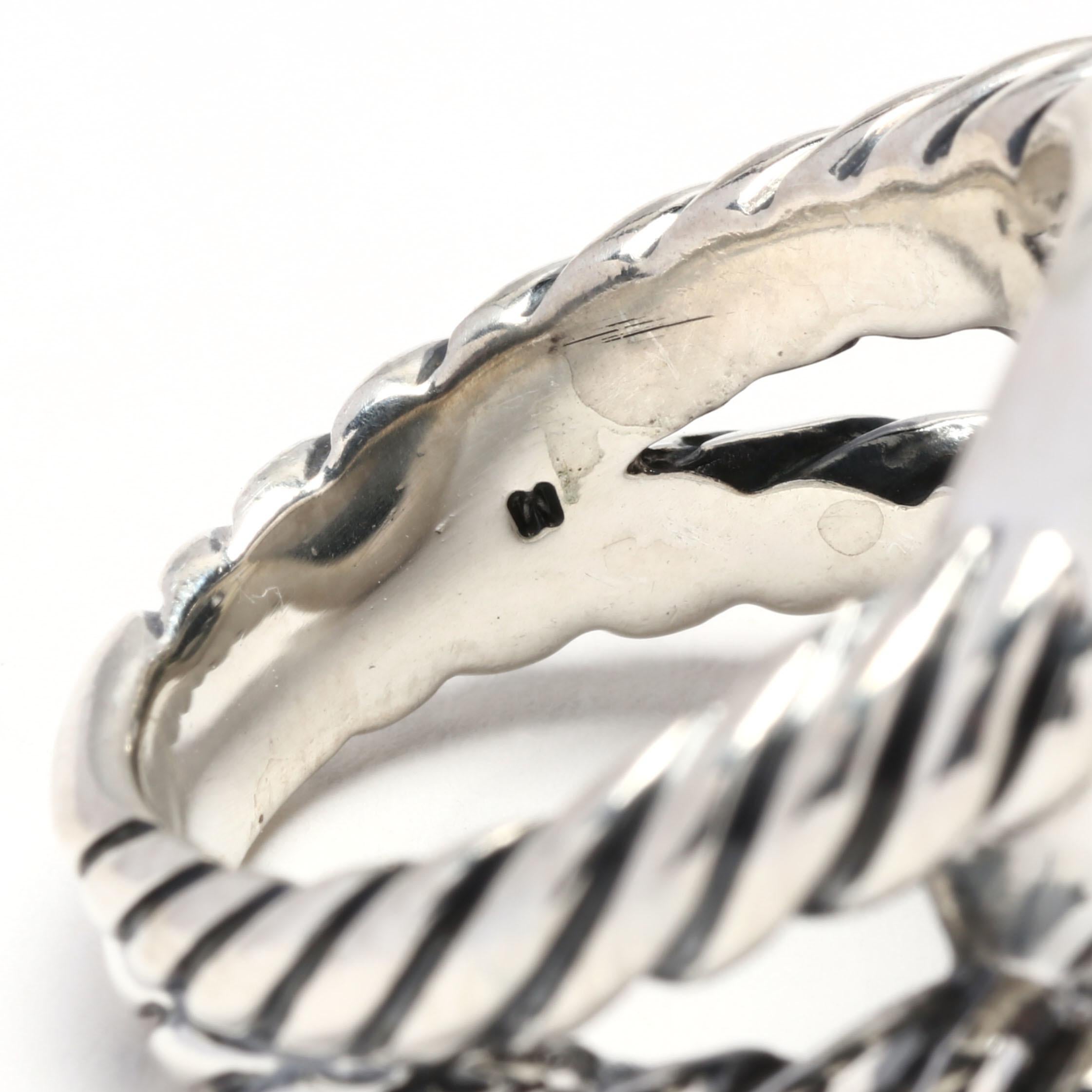 Women's or Men's David Yurman Sterling Silver White Agate Albion Ring