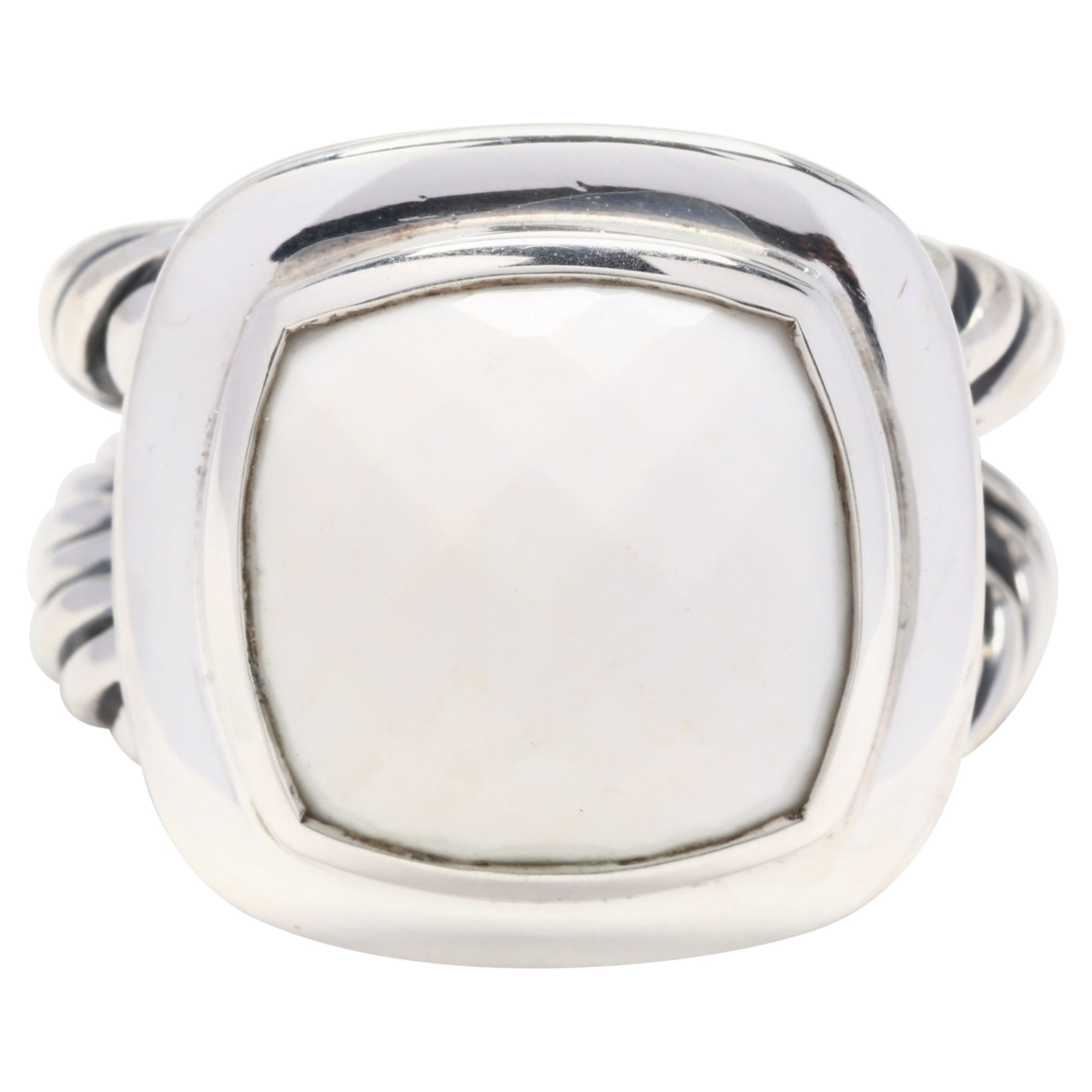 David Yurman Albion-Ring aus Sterlingsilber mit weißem Achat