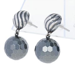 David Yurman Sterling Silber & Weißgold Hämatit Ohrringe 14k Elemente Dangles