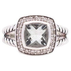 David Yurman Sterling Silver White Topaz & Diamonds Petite Albion Ring