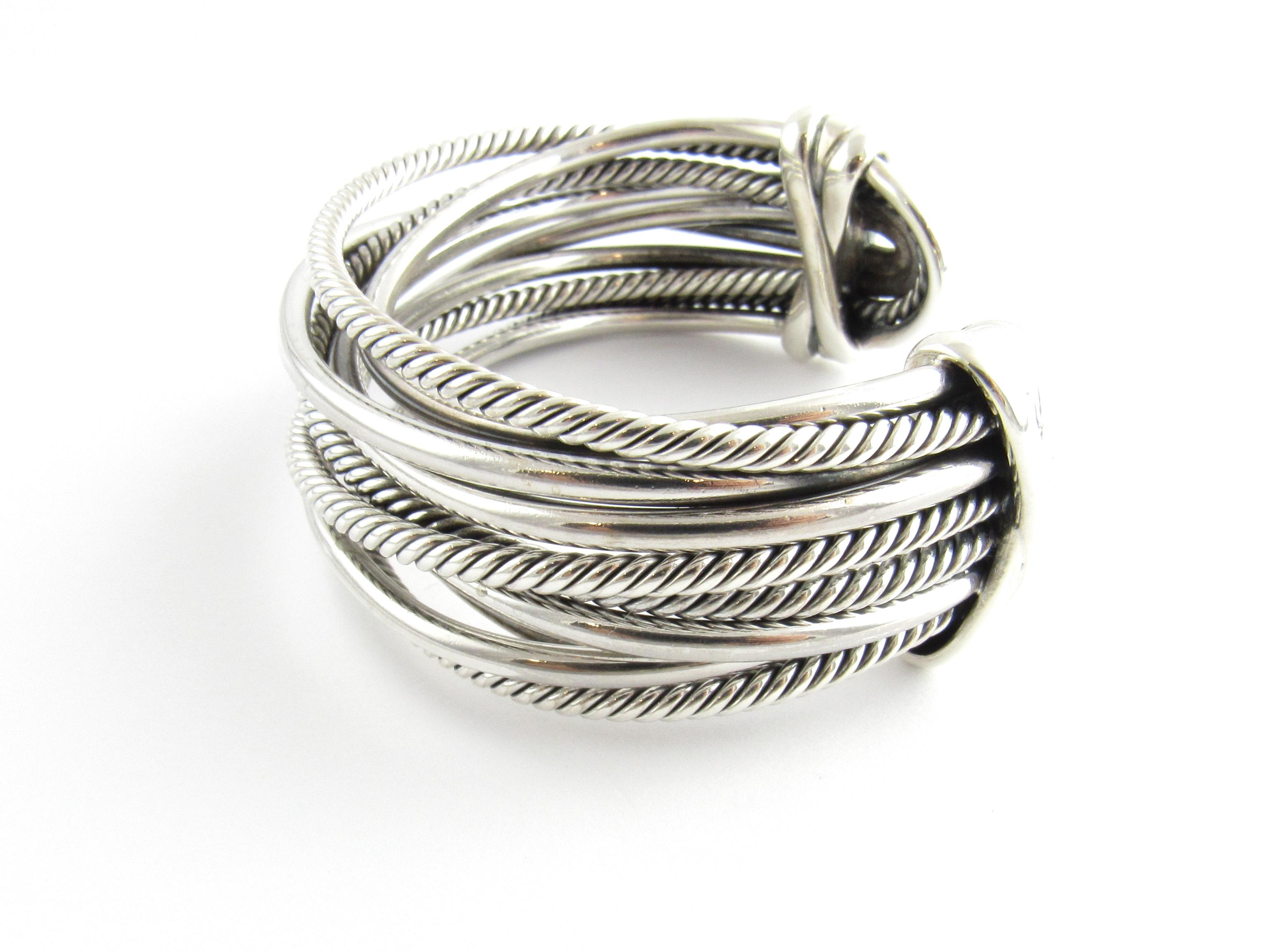 David Yurman Sterling Silver Crossover Cable Wide Cuff Bracelet

This authentic David Yurman bracelet is approx. 25mm wide

Circumference around inside including gap is approx. 6