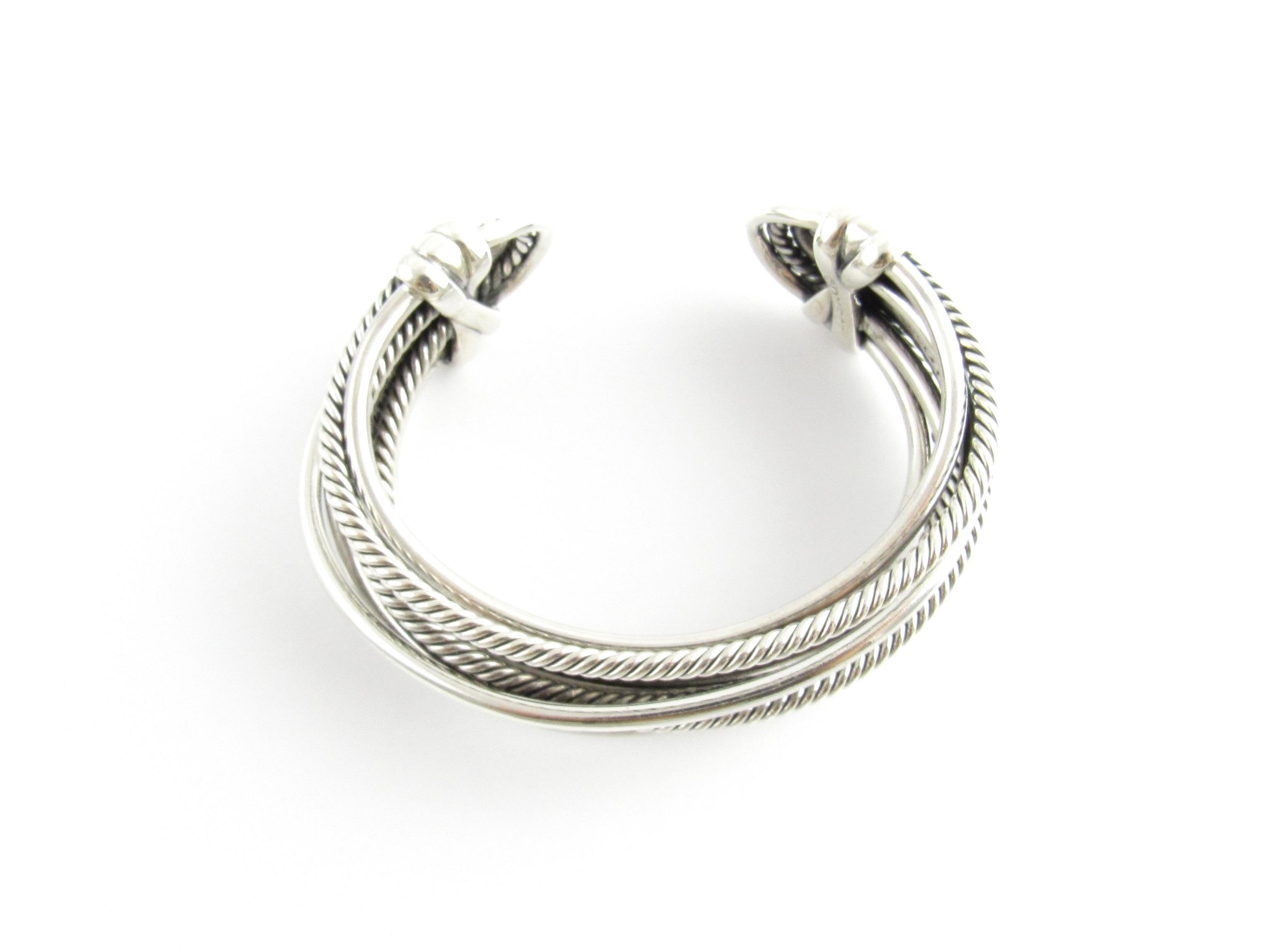 David Yurman Sterling Silver Wide Crossover Cable Bracelet In Good Condition In Washington Depot, CT