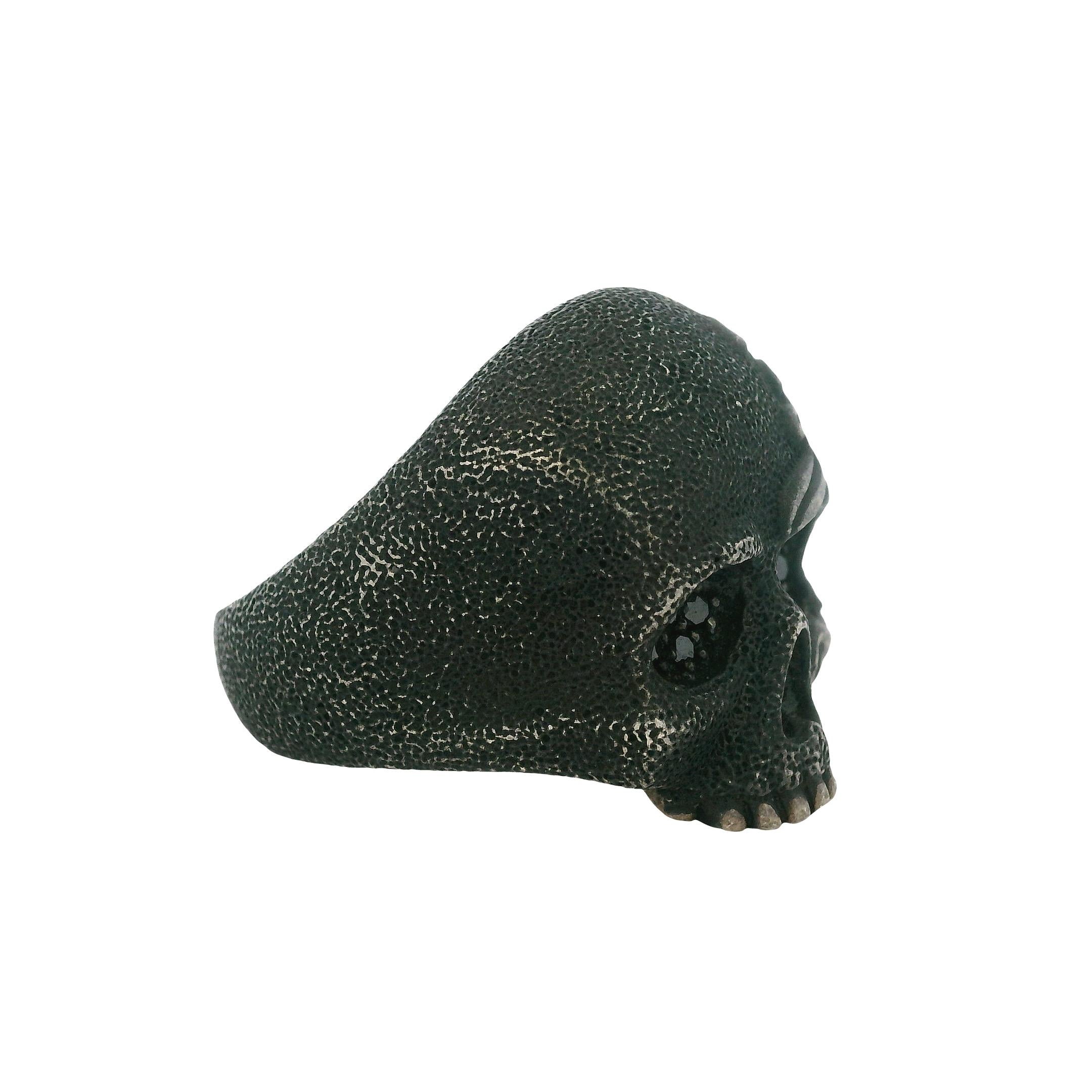 David Yurman Sterling Silver with Black Diamonds Waves Skull Ring For Sale 7