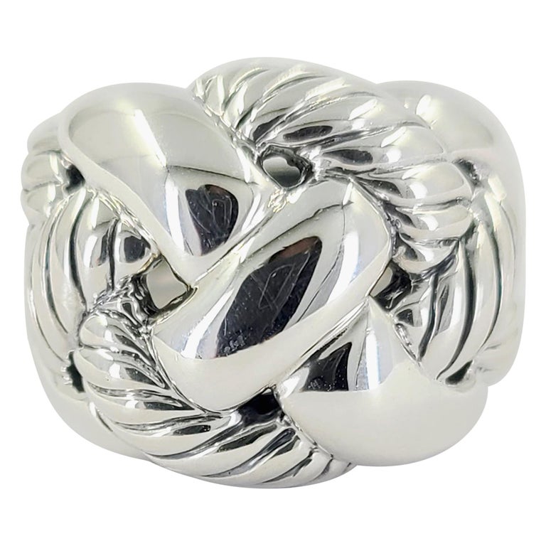David Yurman Sterling Silver Woven Dome Ring For Sale