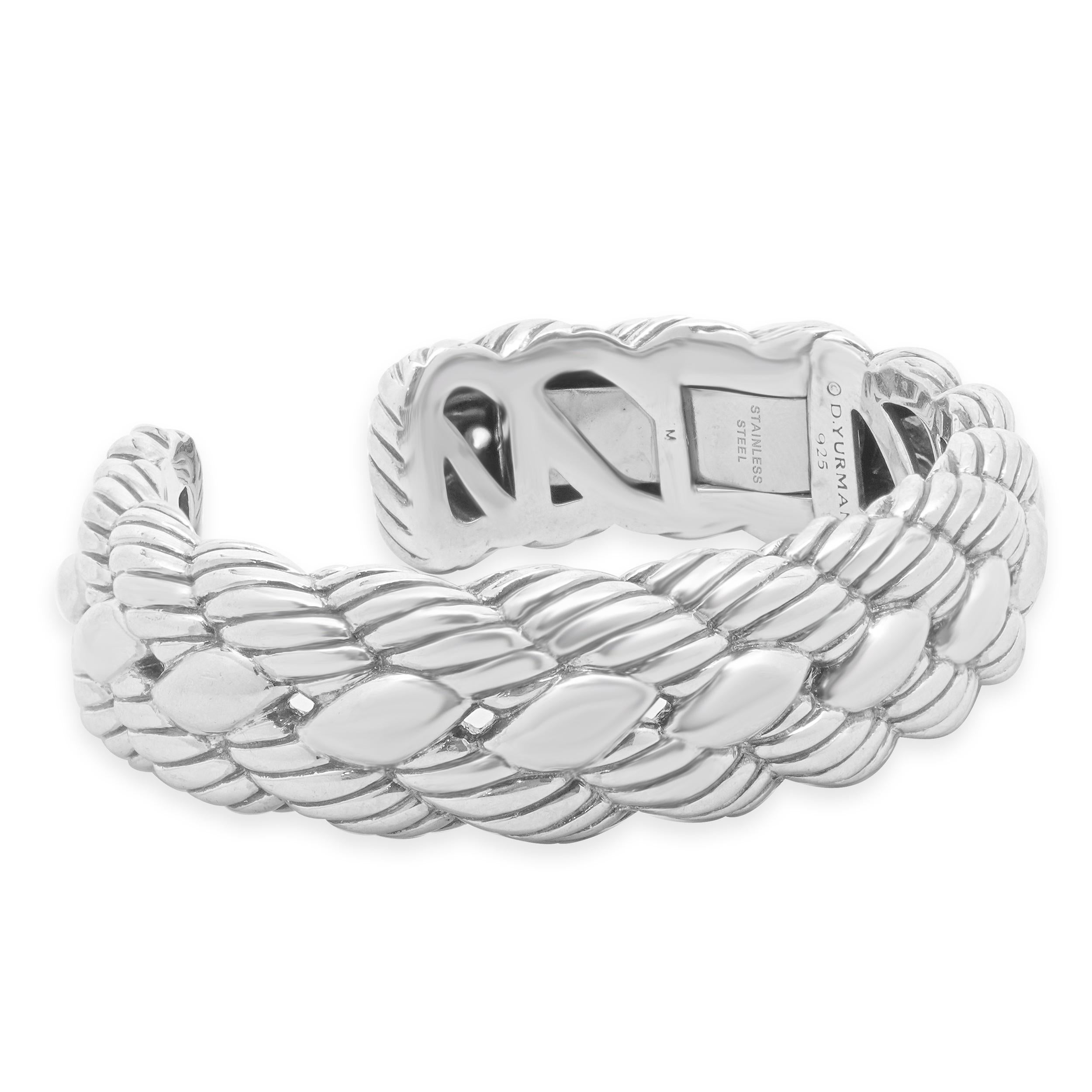 David Yurman Sterling Silver Woven Hinged Cuff In condizioni ottime in vendita a Scottsdale, AZ