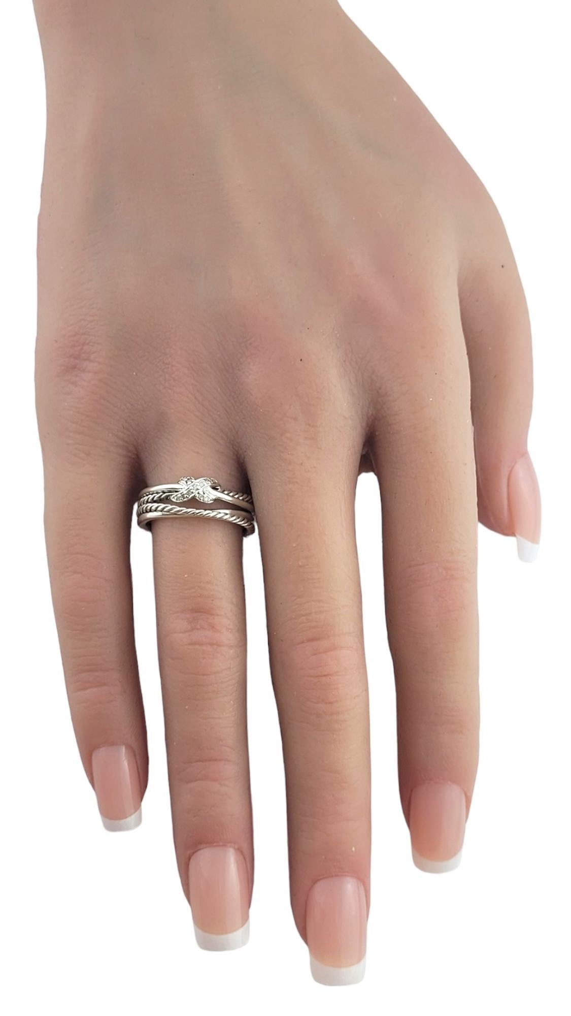David Yurman Sterling Silver X Crossover Diamond Band Ring Size 6.75 #18047 1