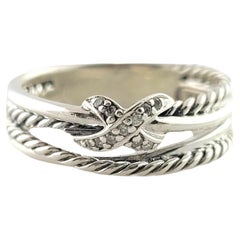 David Yurman Sterling Silver X Crossover Diamond Band Ring Size 6.75 #18047