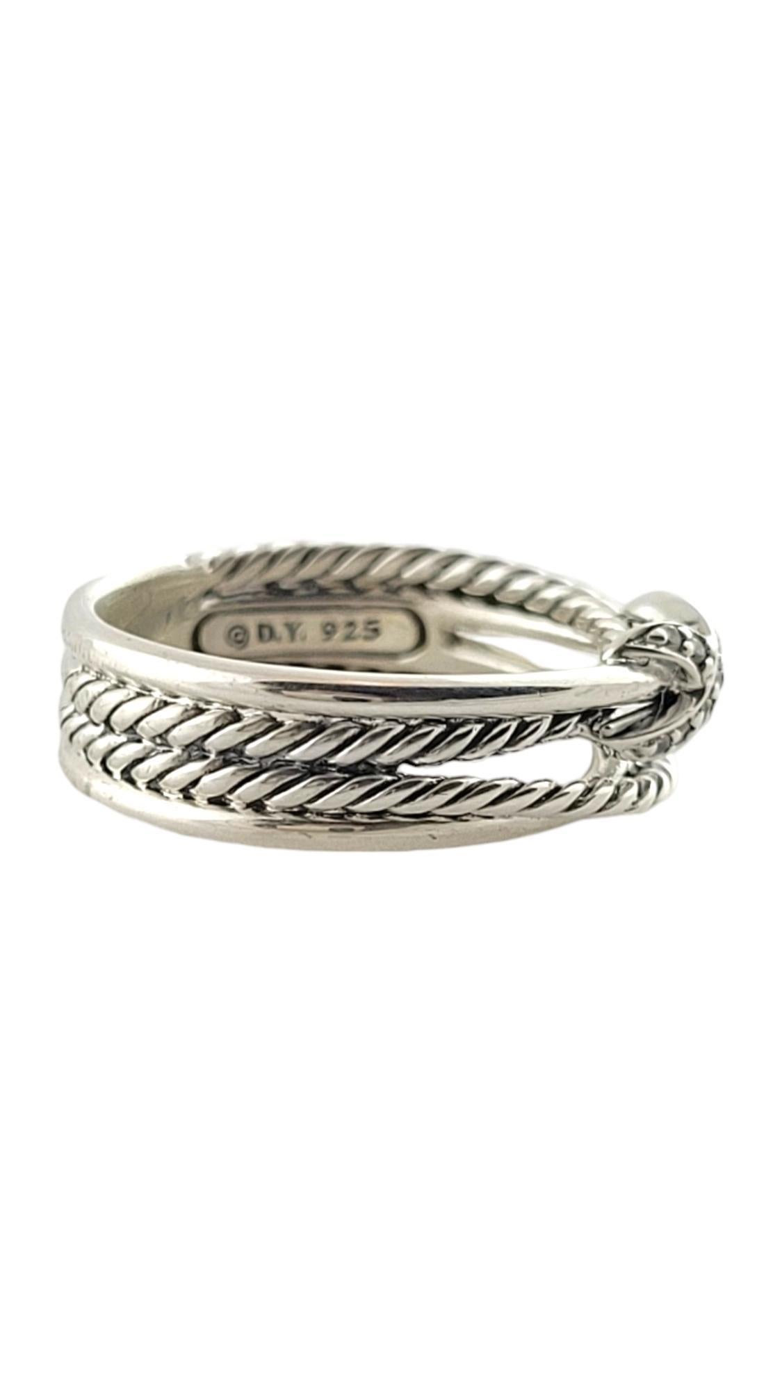 Round Cut David Yurman Sterling Silver X Crossover Diamond Band Ring Size 6.75 #20866 For Sale