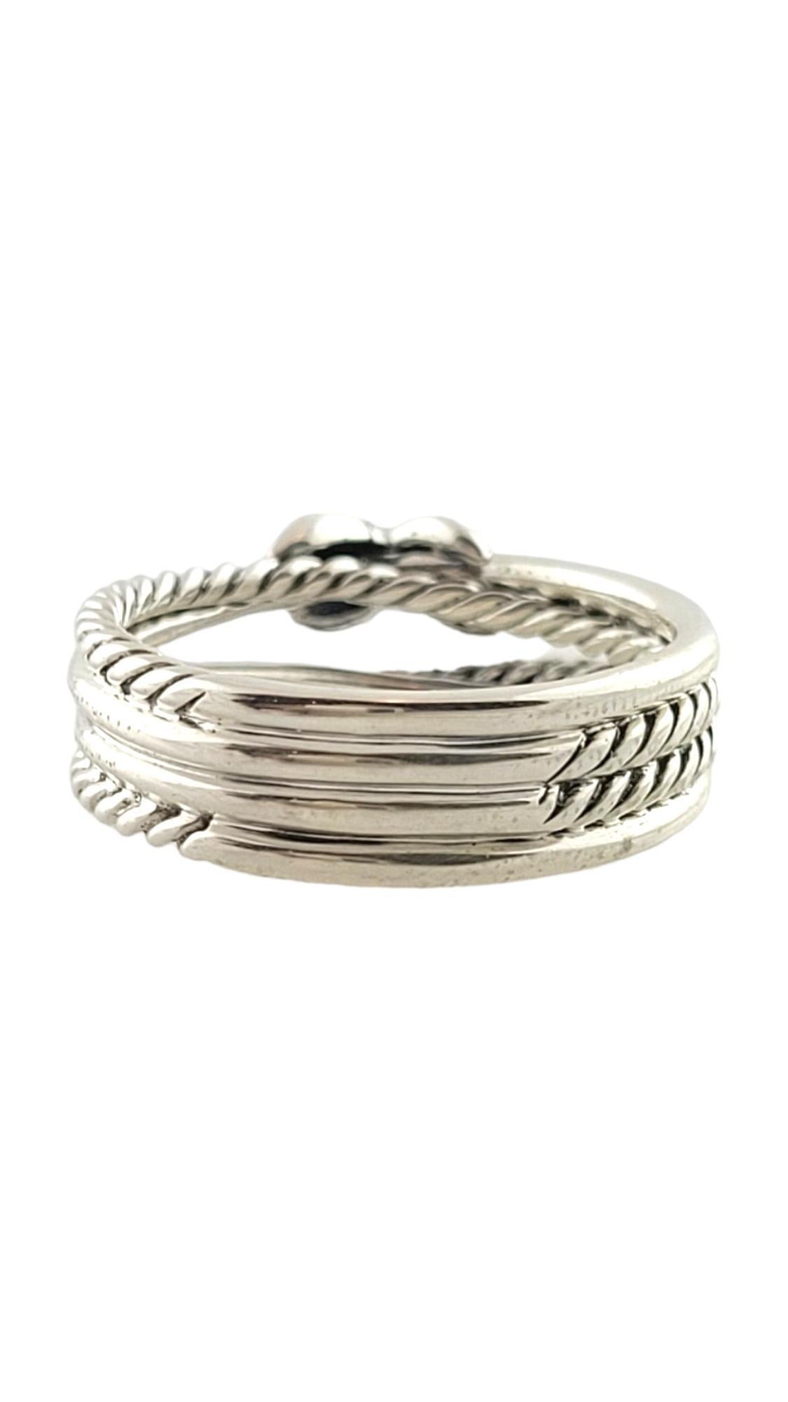 David Yurman Sterling Silver X Crossover Diamond Band Ring Size 6.75 #20866 In Good Condition For Sale In Washington Depot, CT