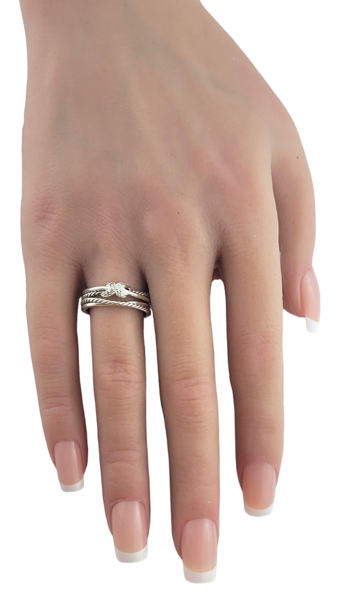 David Yurman Sterling Silver X Crossover Diamond Band Ring Size 6.75 #20866 For Sale 2