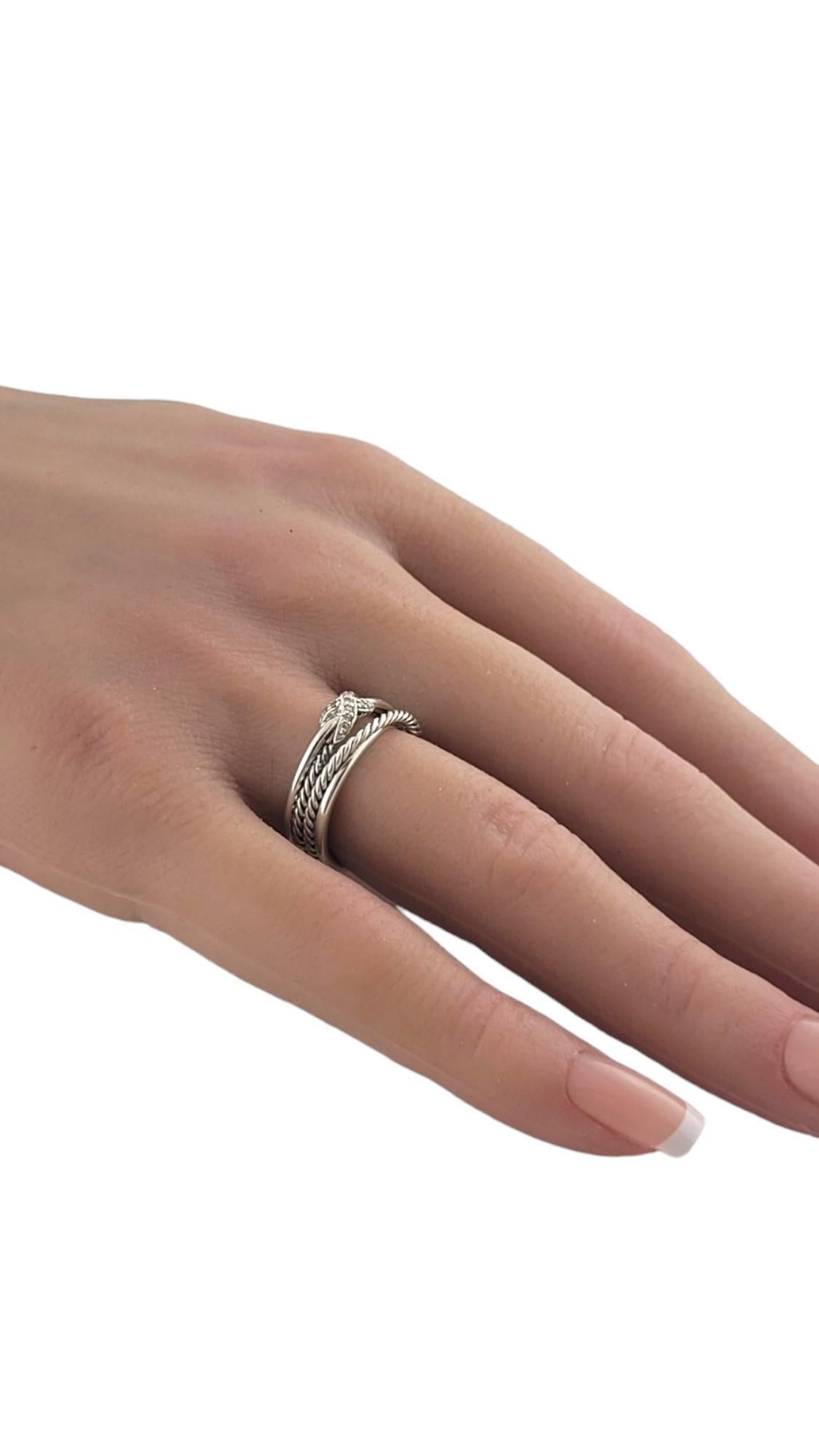 David Yurman Sterling Silver X Crossover Diamond Band Ring Size 6.75 #20866 For Sale 3