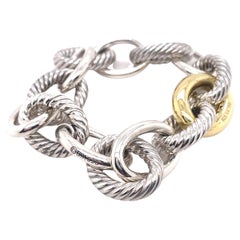 David Yurman câble Madison XL à maillons ovales en argent sterling et or jaune brossé 18 carats