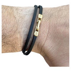David Yurman Streamline 18k yellow gold Leather Double Wrap Bracelet 7.6g 2100