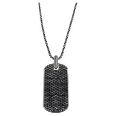 David Yurman Streamline Schwarzer Diamant-Tag-Anhänger mit DY-Kette