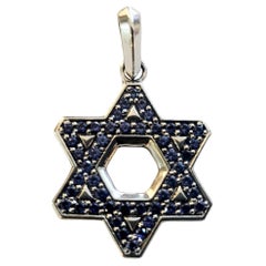 David Yurman Streamline Blue Sapphire Star of David Pendant in Sterling Silver