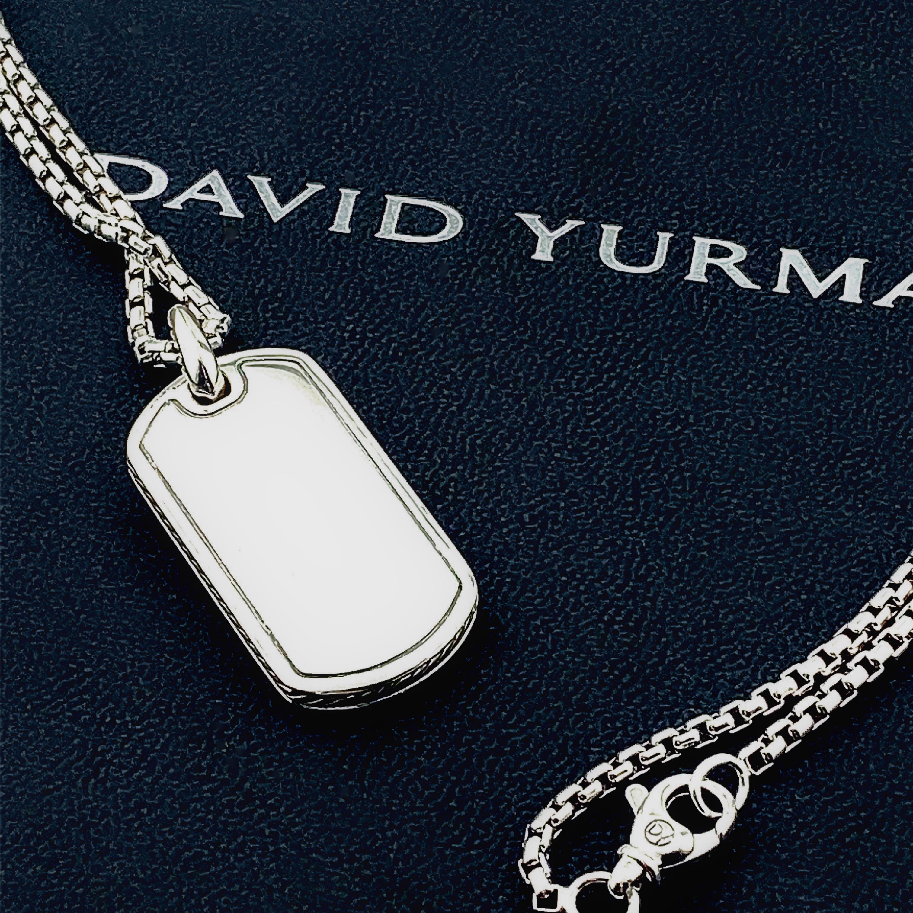 David Yurman Streamline Collection Pave Prasiolite Dog Tag Large Sterling Silver In Excellent Condition In San Diego, CA