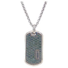 David Yurman Streamline Collection Pave Prasiolite Dog Tag Large Sterling Silver