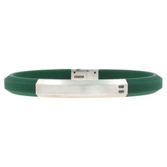 David Yurman Streamline para hombre Pulsera de identificación de caucho verde de 8 mm - Plata 925