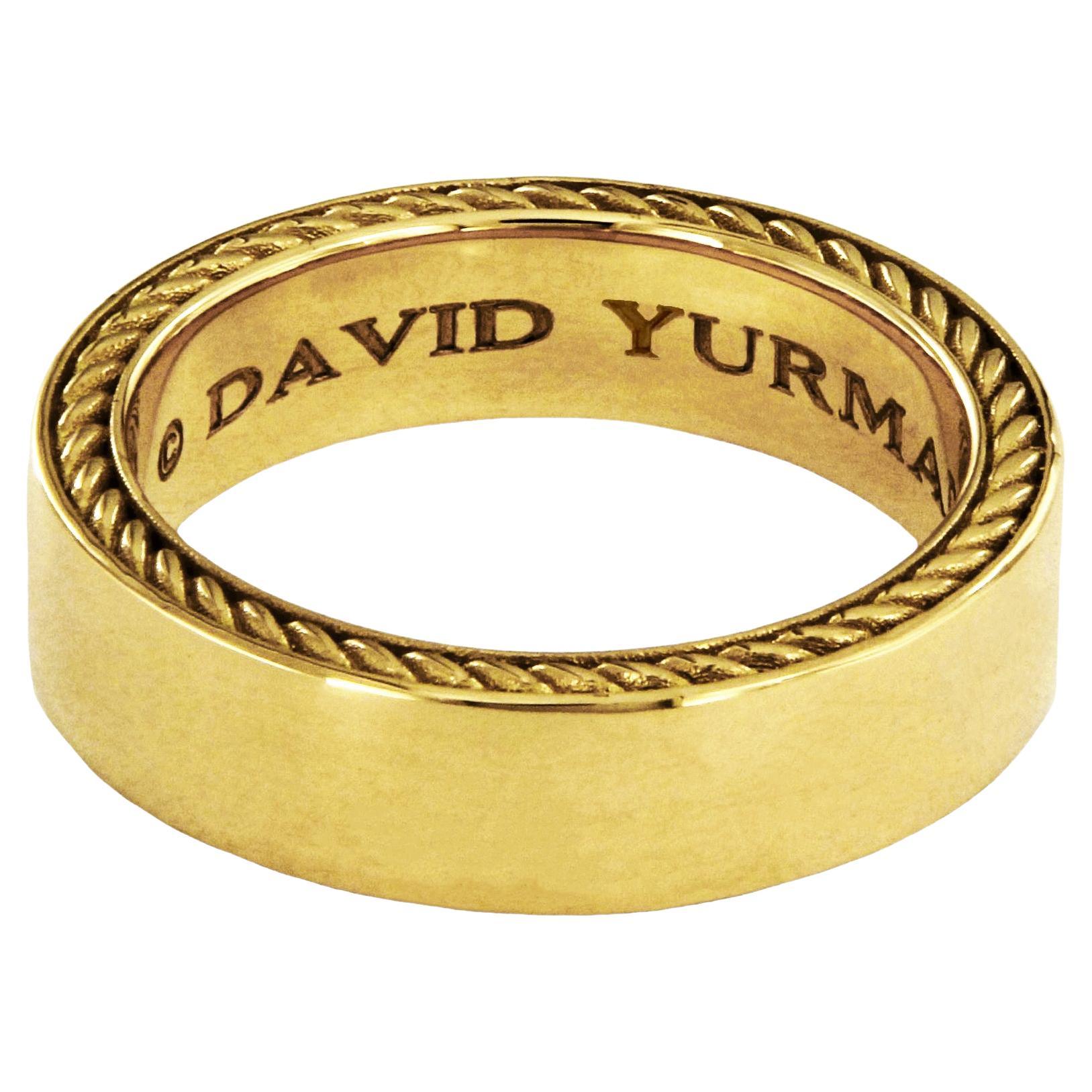 David Yurman Streamline Men's Band Ring in 18K Gold For Sale