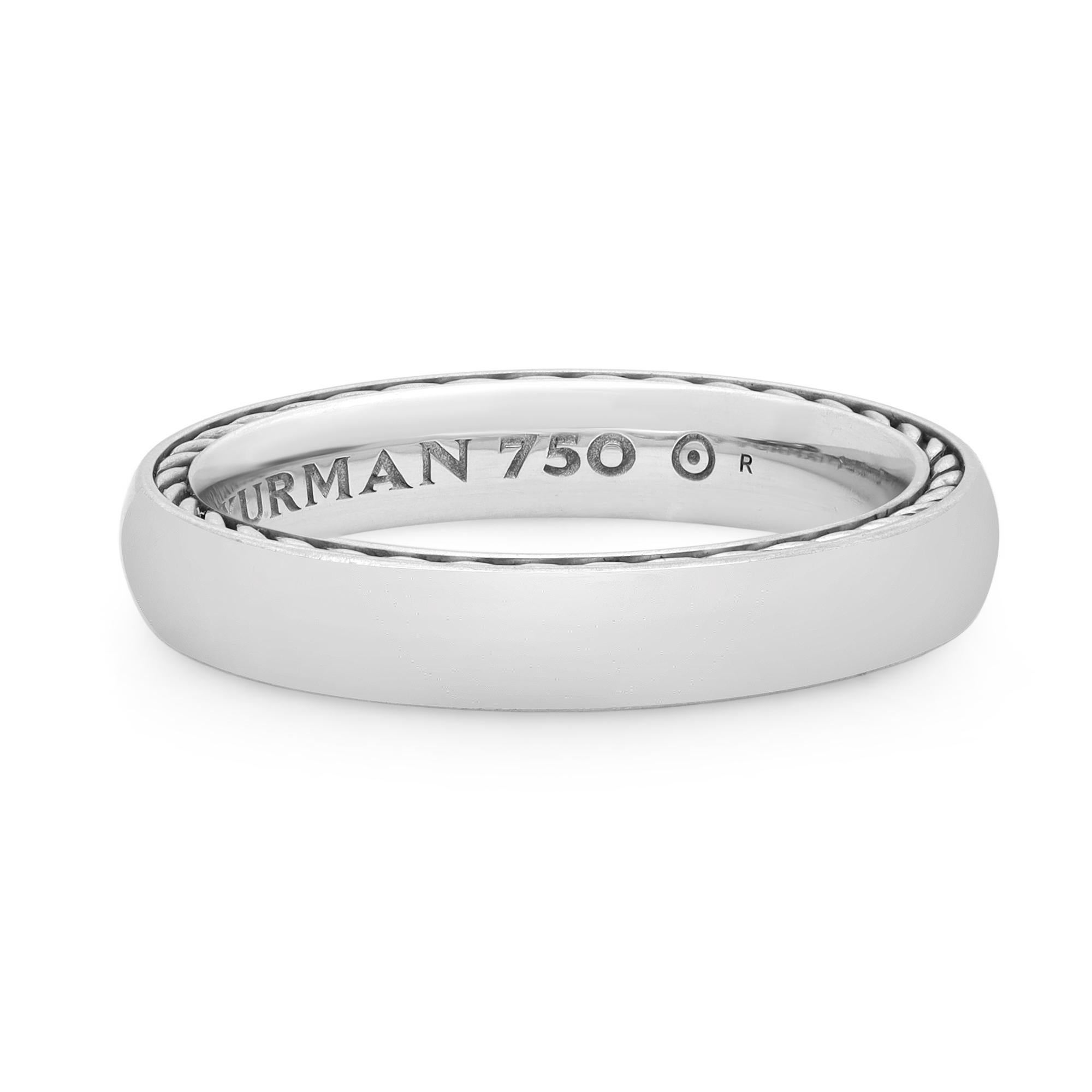 Moderne David Yurman Streamline Men's Wedding Band Ring 18K White Gold Size 7.25 en vente
