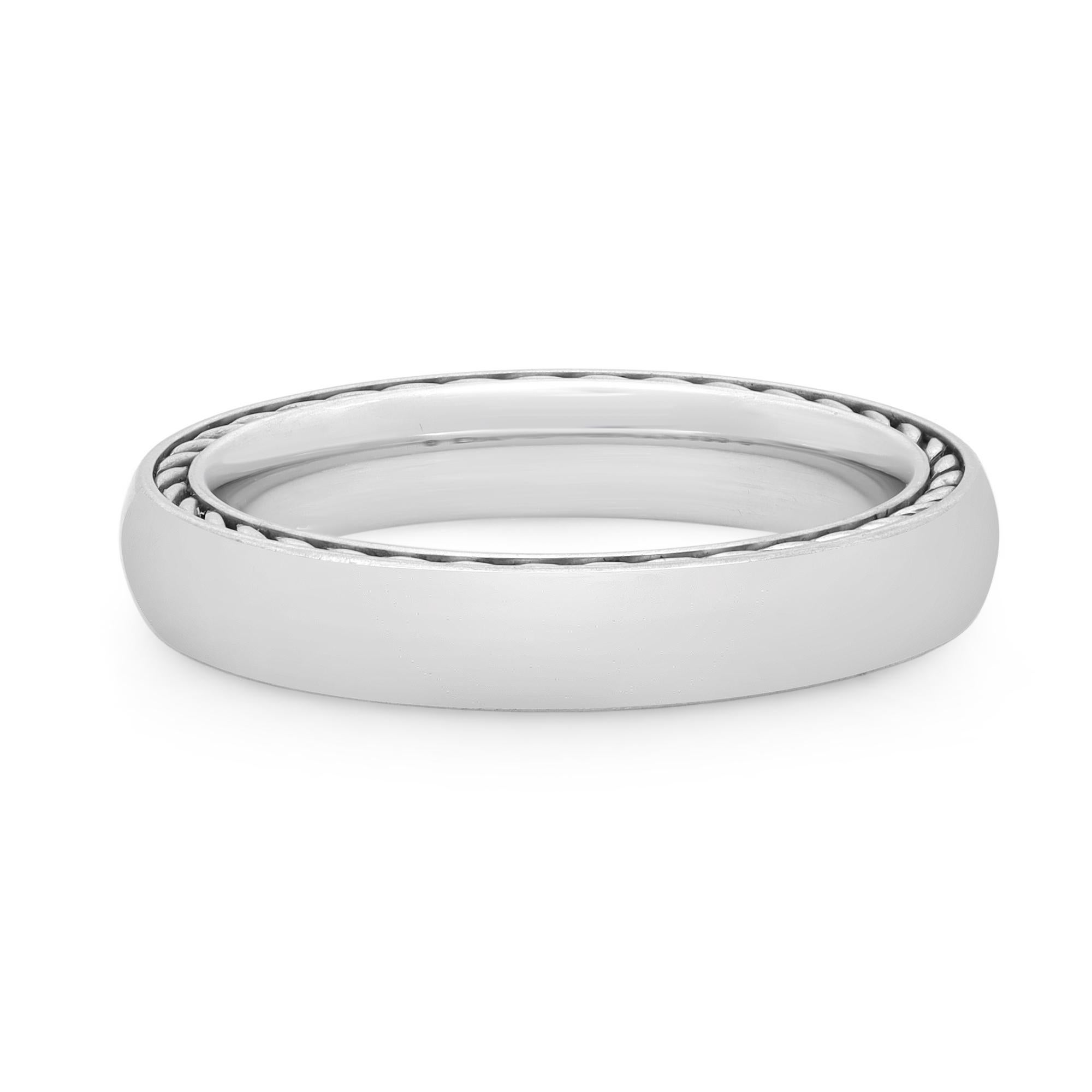 David Yurman Streamline Men's Wedding Band Ring 18K White Gold Size 7.25 Excellent état - En vente à New York, NY