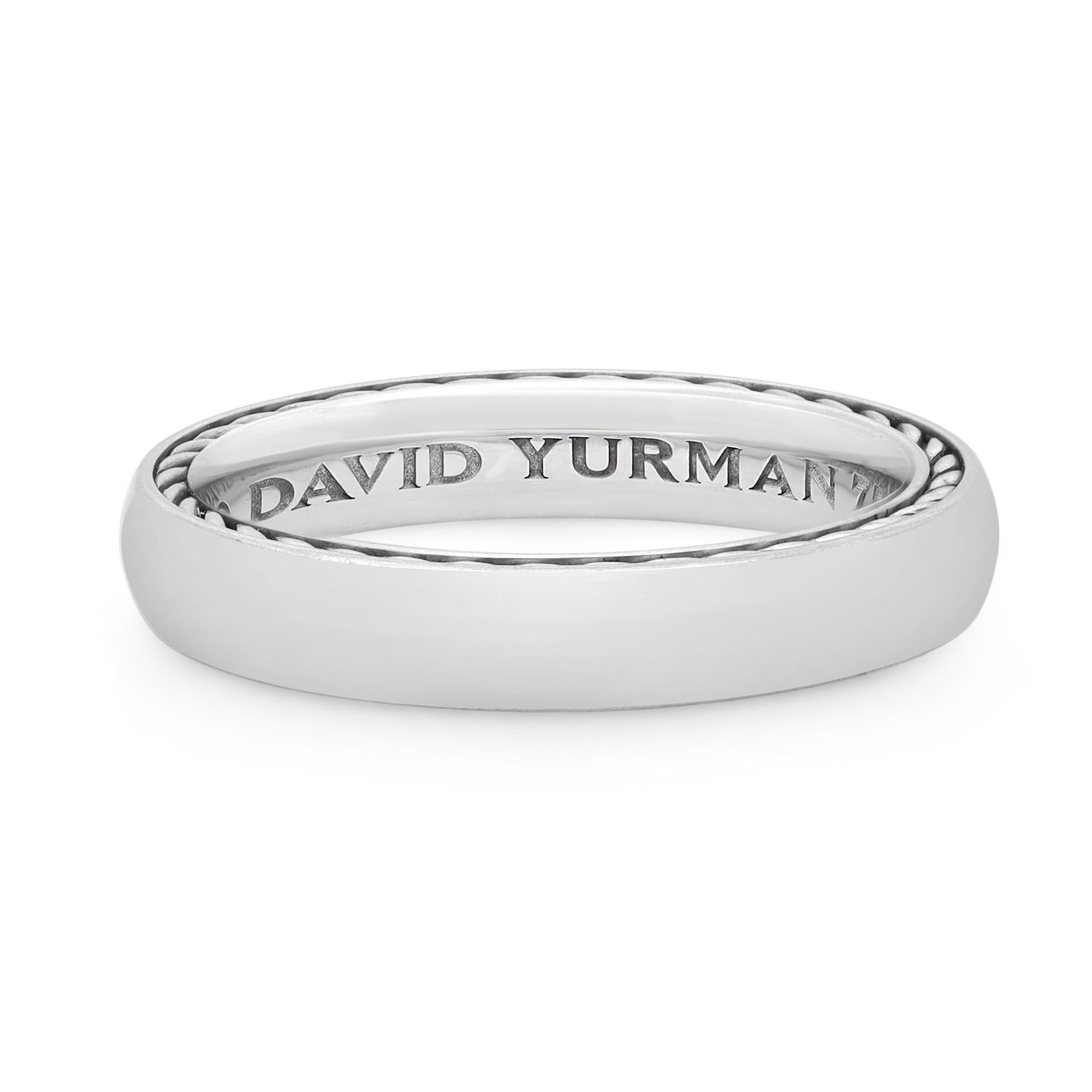 David Yurman Streamline Men's Wedding Band Ring 18K White Gold Size 7.25 For Sale