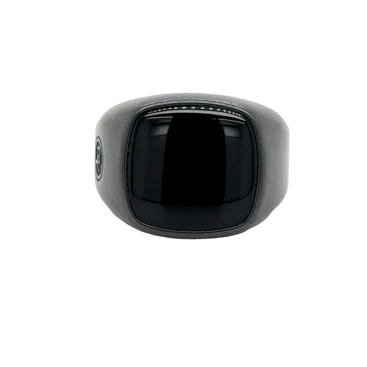Contemporary David Yurman Streamline Signet Ring in Black Titanium with Black Onyx Gemstone