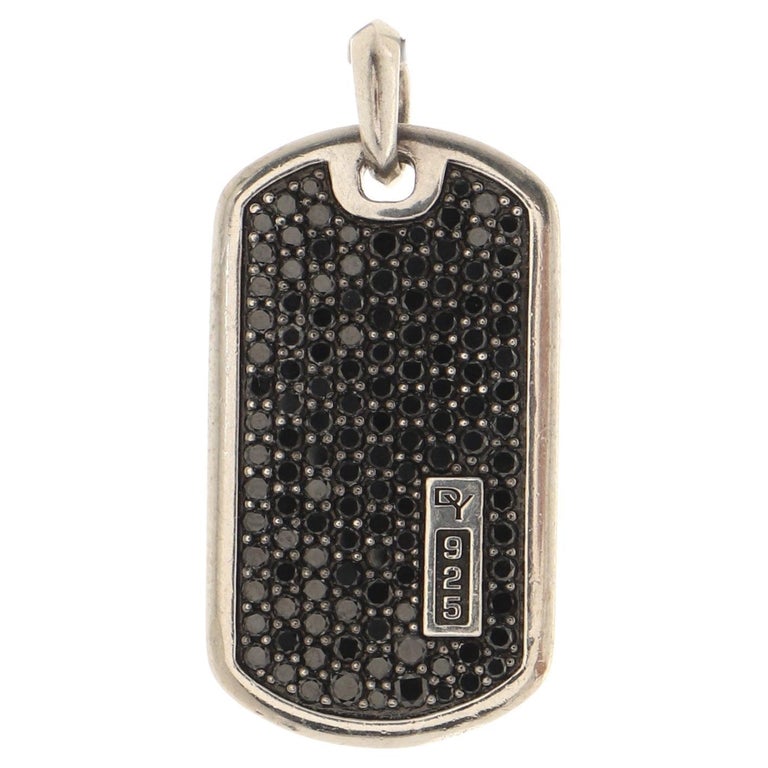 David Yurman Streamlined Beveled Dog Tag Pendant and Charms Sterling