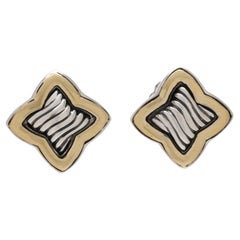 Orecchini David Yurman, argento sterling e oro giallo 18k, lunghezza 0,5 pollici