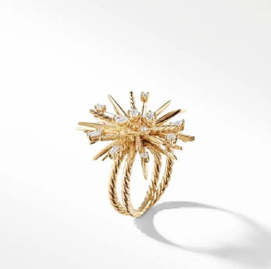 David Yurman Supernova Ring with Diamonds in 18K Yellow Gold In Excellent Condition For Sale In New York, NY