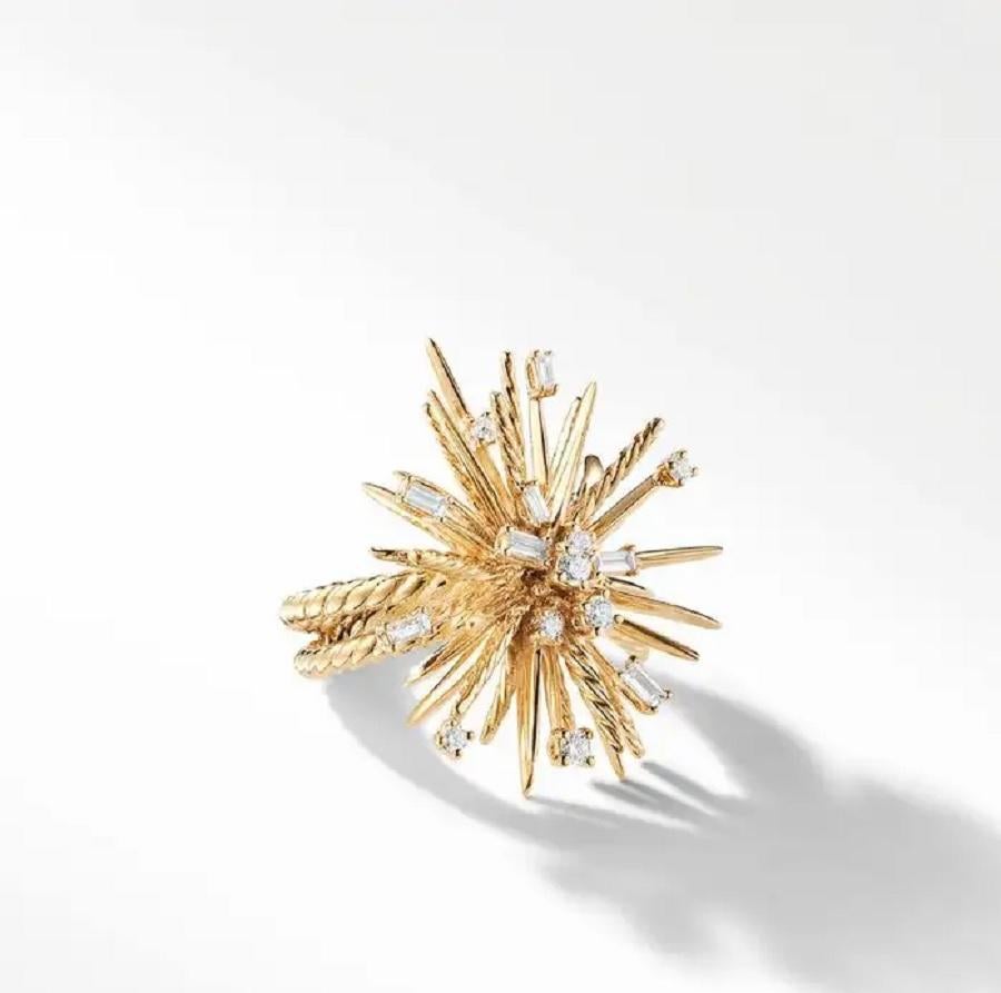 Women's David Yurman Supernova Ring with Diamonds in 18K Yellow Gold For Sale